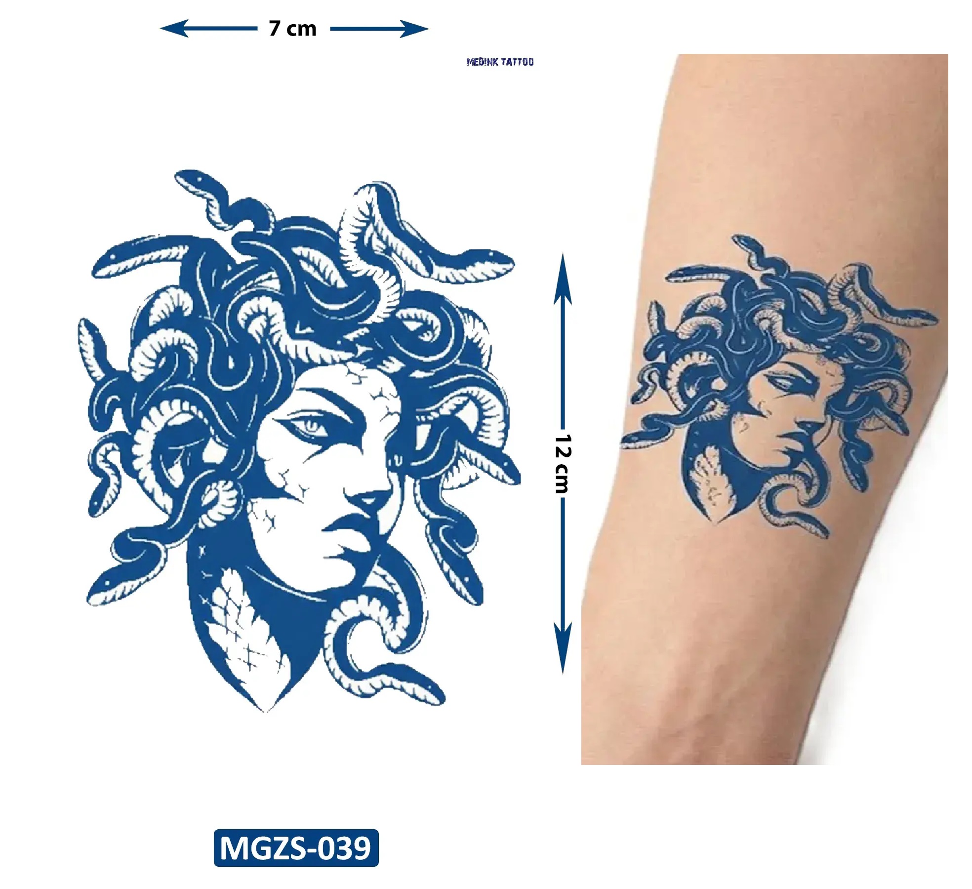 Medusa Yılan Kadın Yarı Kalıcı Geçici Dövme Yapıştırma Dövme