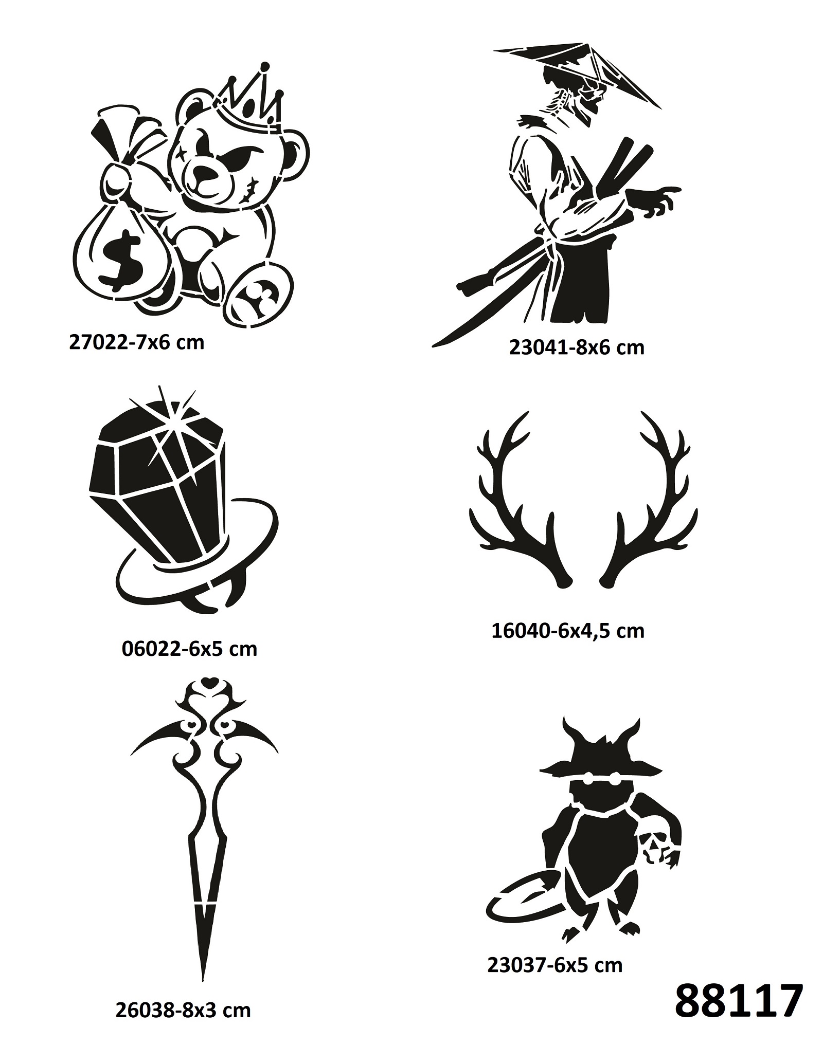 Savaşçı Geyik 6 Adet Geçici Dövme Şablonu Tattoo Stencil Modelleri