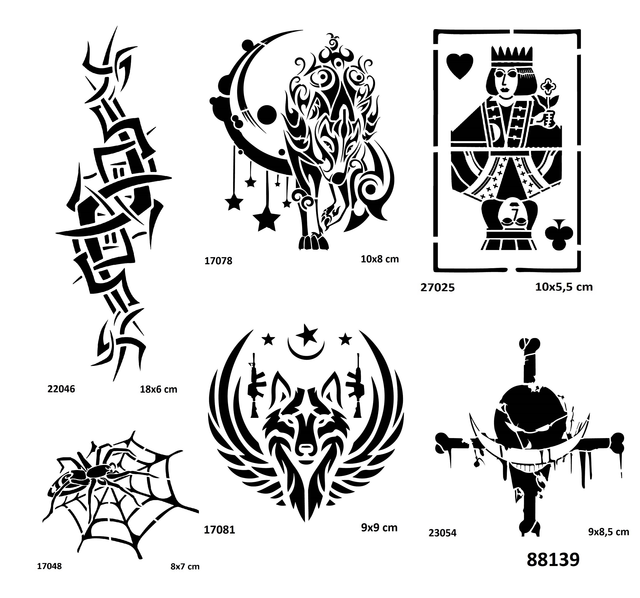 Tribal Şans 6 Adet Stencil Dövme Kalıbı Şablon
