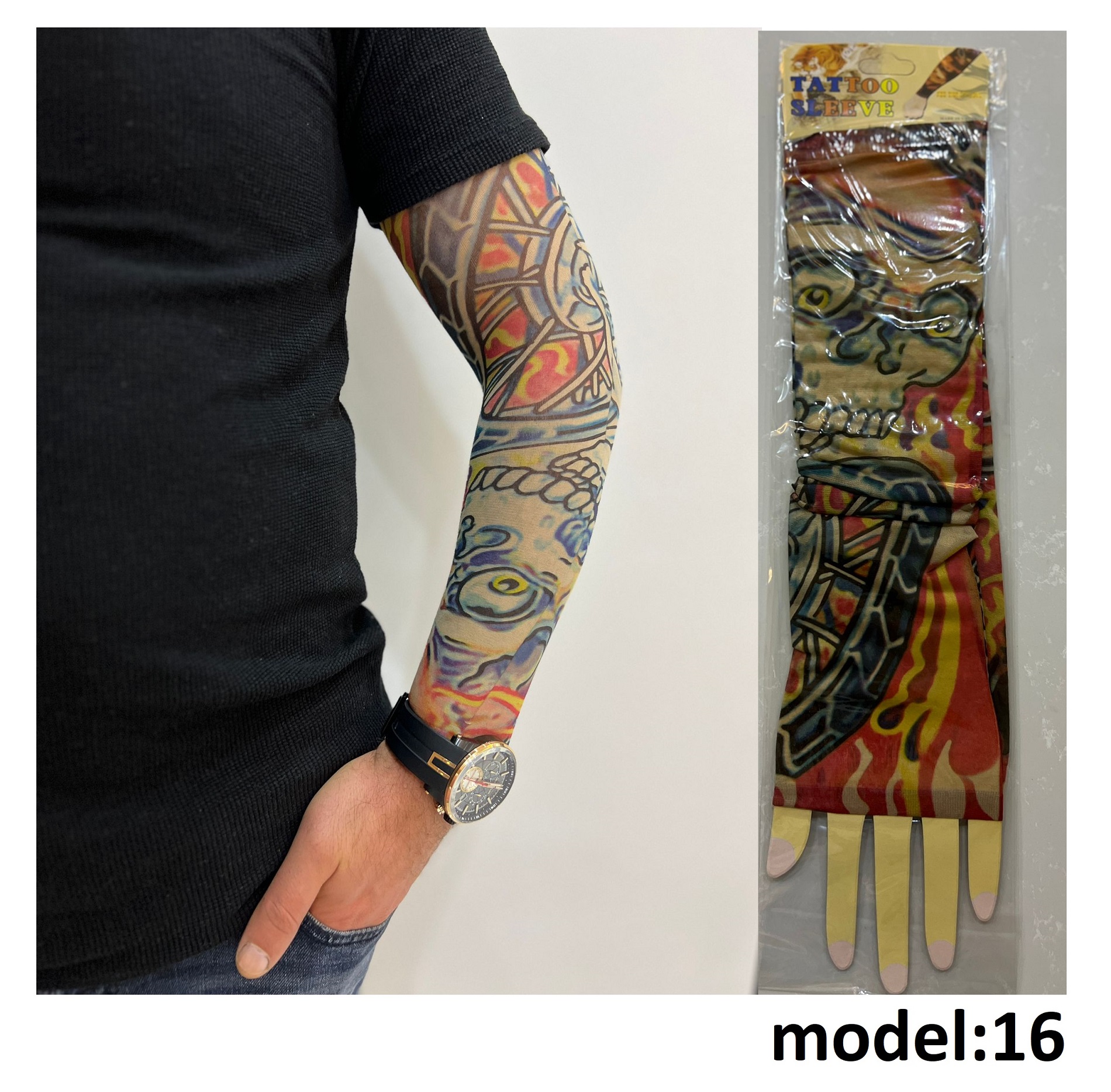 Giyilebilir Dövme Çift Kol 2 Adet Kol Çorap Dövmesi Sleeve tattoo Model16