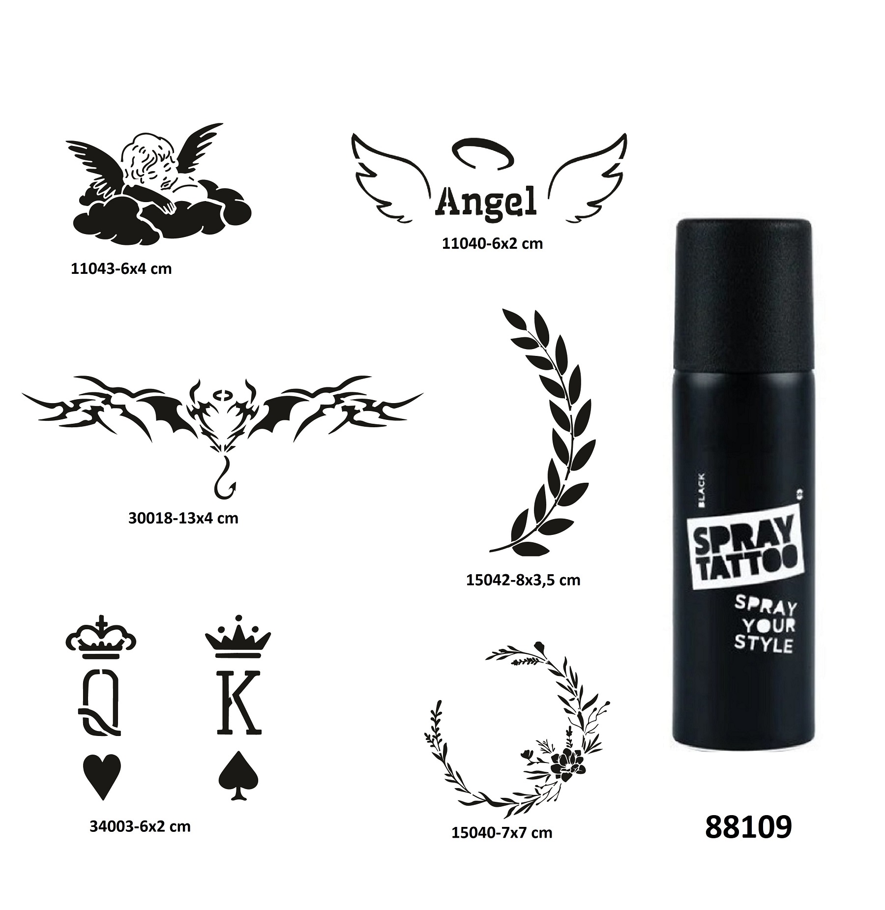 Melek Çiçek Spray Tattoo Geçici Dövme Seti Dark Sprey Dövme Kiti