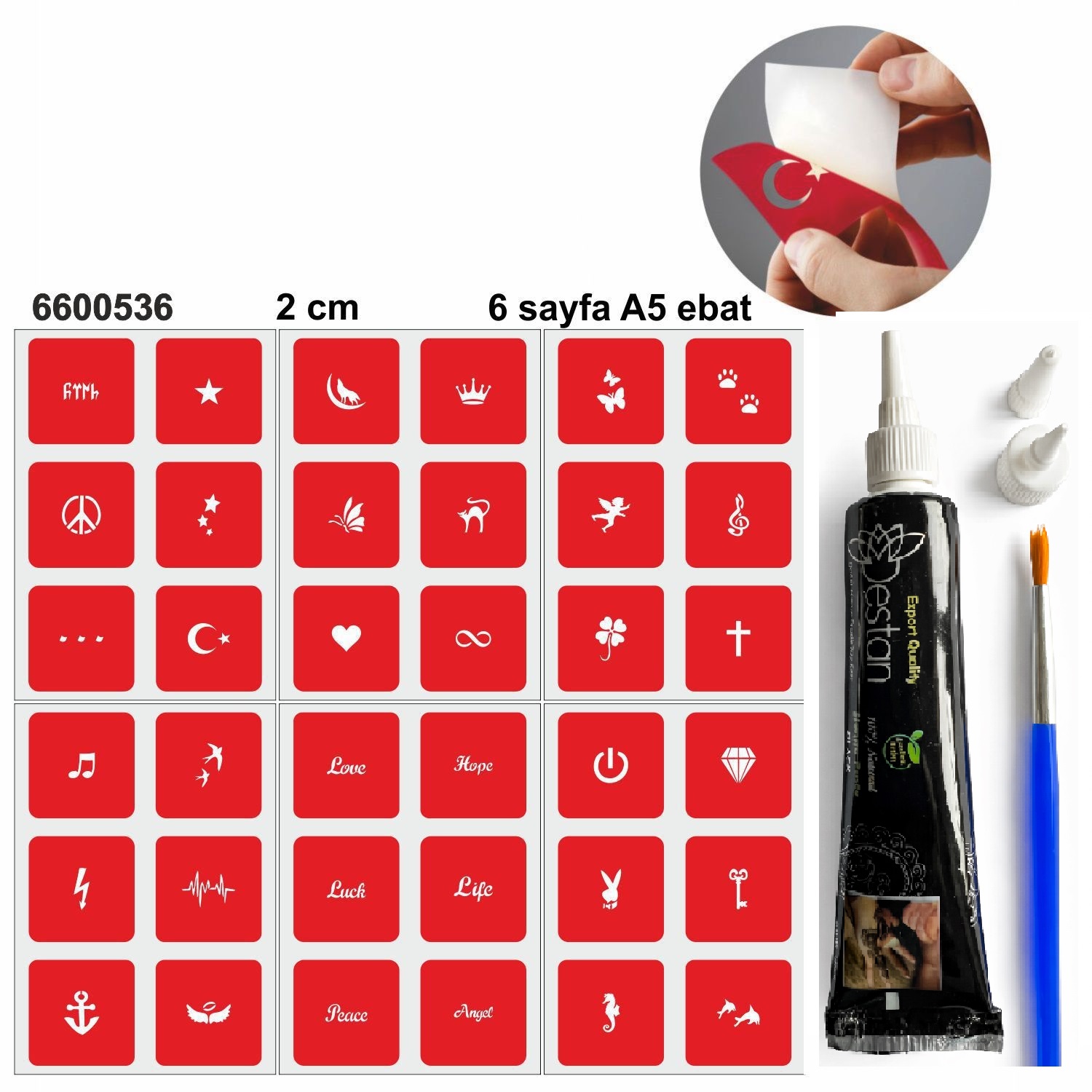 Minimal Desenler Hint Kınası ile Geçici Dövme Yapma Seti