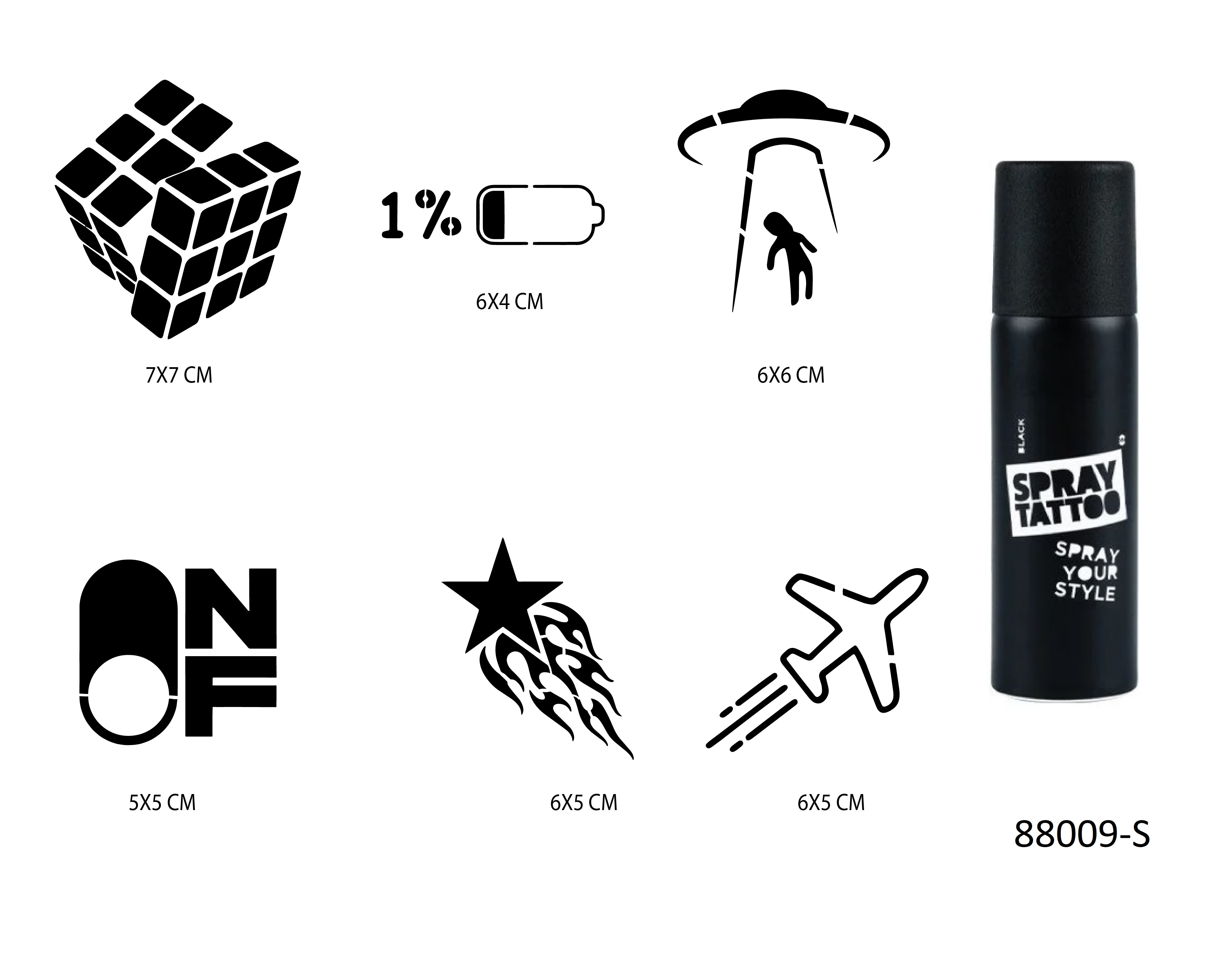 Uzaylı Ve Şarj Geçici Sprey Dövme Seti Spray Tatto