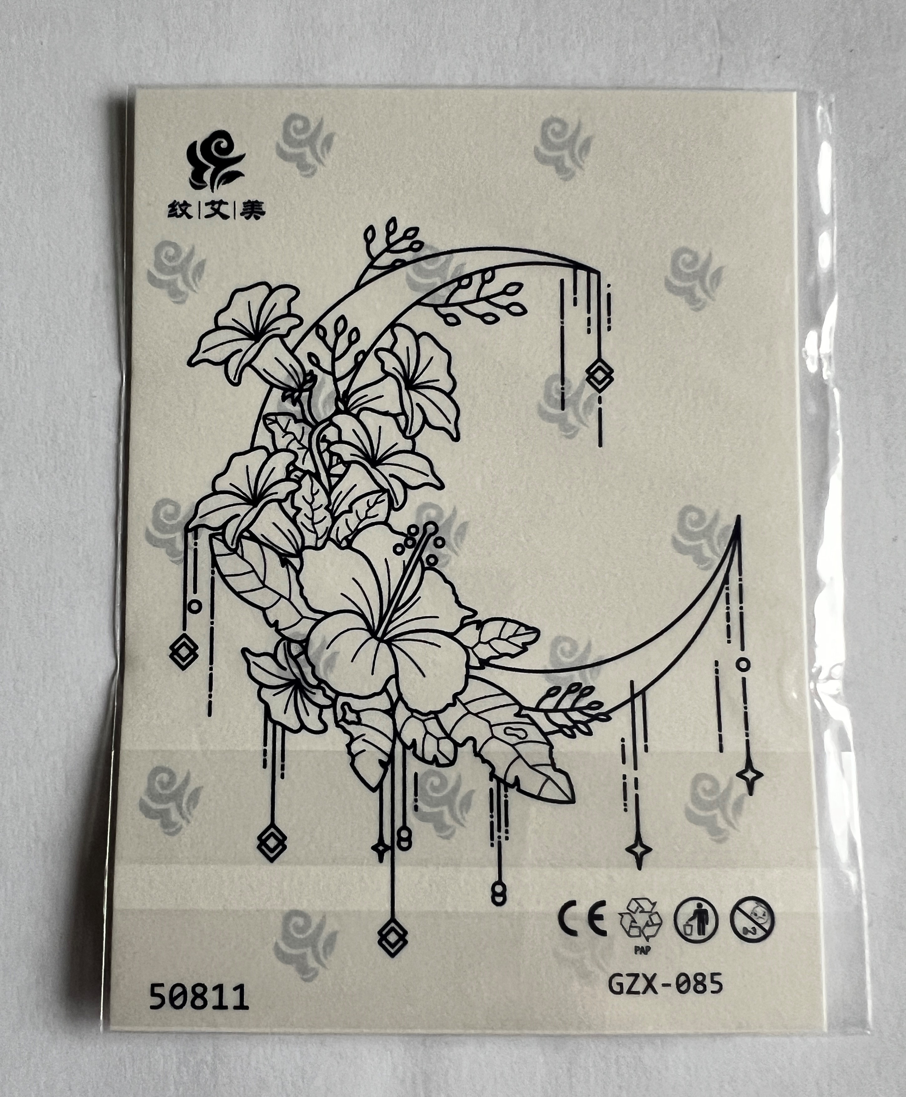 Hilal Yarı Kalıcı Geçici Dövme Sonradan Kararan 1 Aylık Dövme 11x8 cm