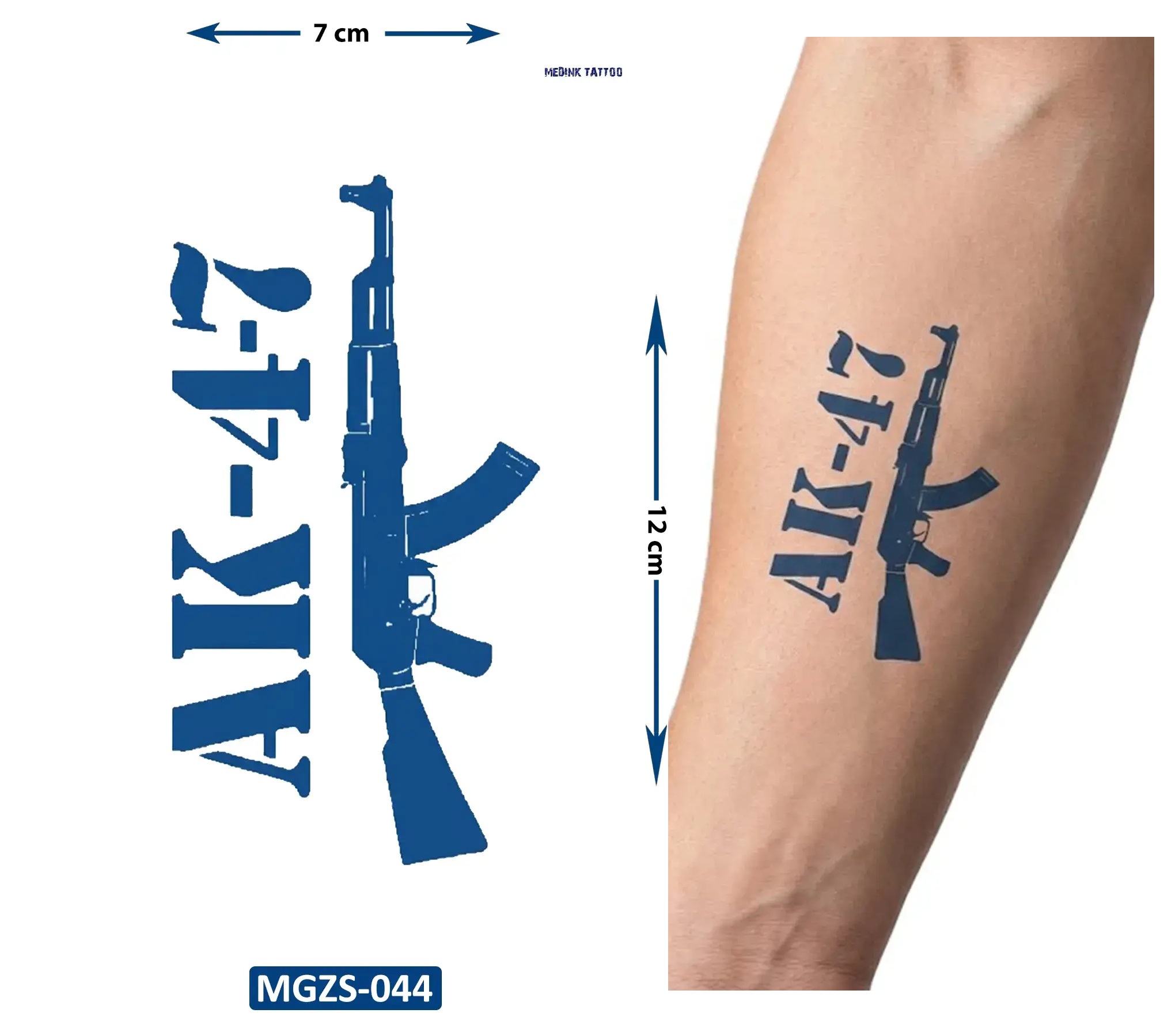 Keleş ak-47 Yarı Kalıcı Geçici Dövme Yapıştırma Dövme