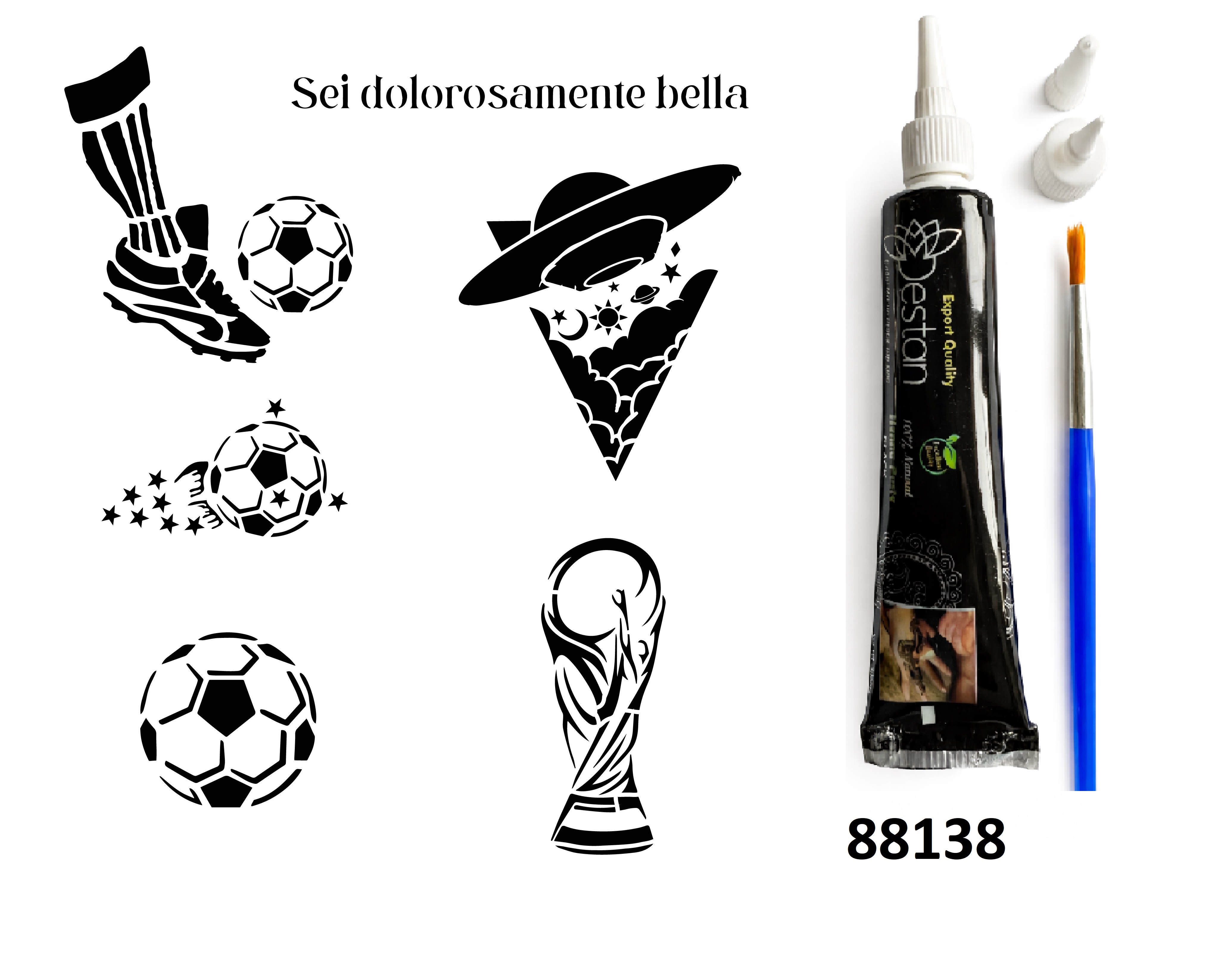 Futbol Hint Kınası Hediyeli Geçici Dövme Yapma Seti