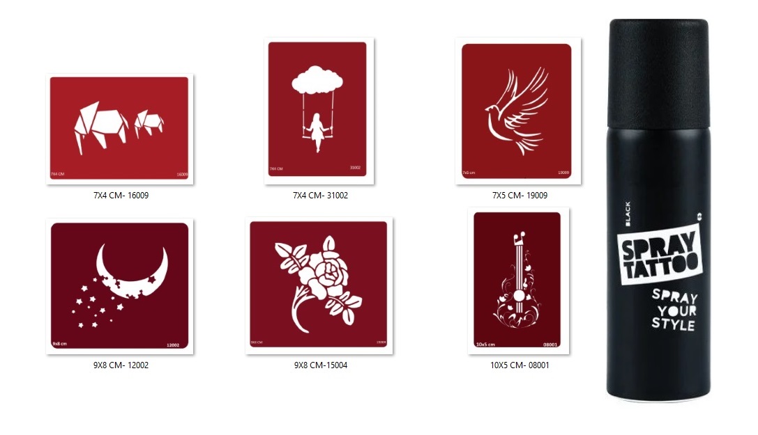 Düşünce Ve Gitar Geçici Sprey Dövme Seti Spray Tatto