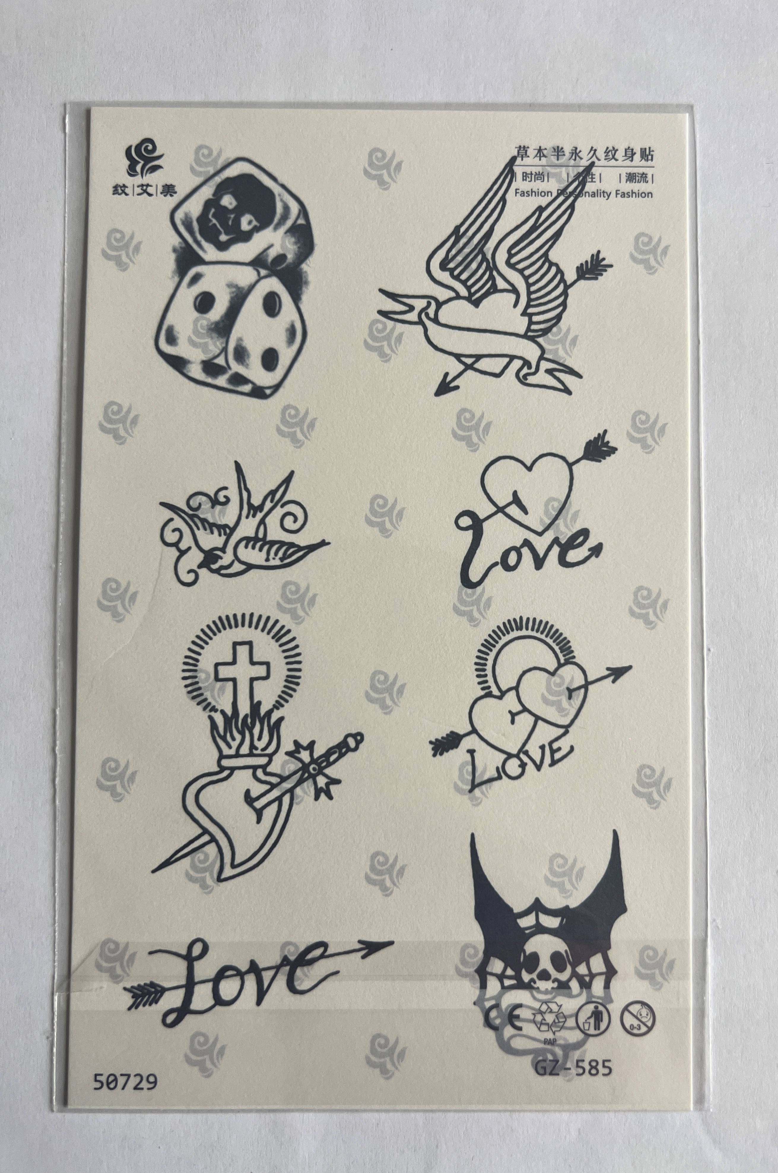 Mini Semboller Yarım Kol Yarı Kalıcı 1 Ay Kalıcı Geçici Dövme 18x11 cm