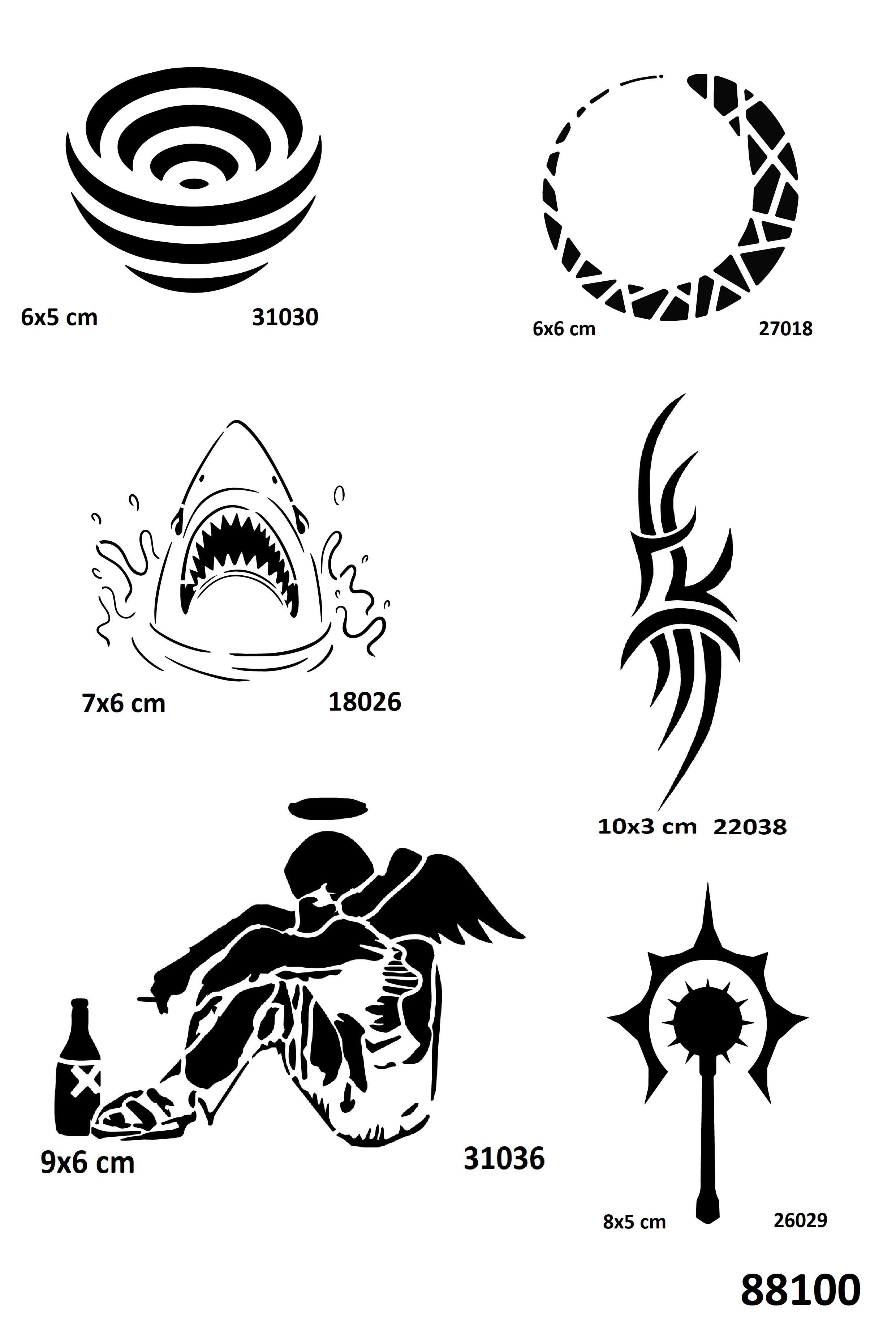Efkar ve Şerit Geçici Dövme Kalıpları Tattoo Stencil Modelleri