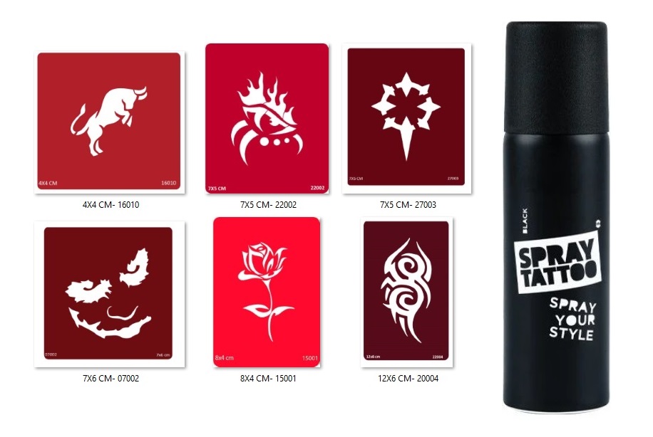 Gül Ve Joker Geçici Sprey Dövme Seti Spray Tatto