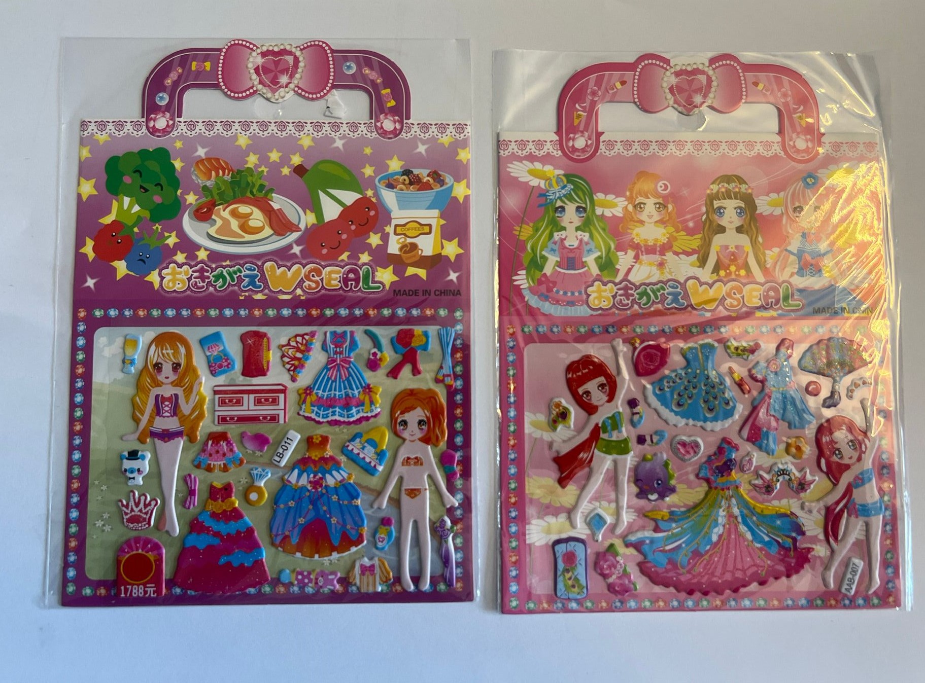 2 Adet Prenses Giydirme Kız Çocuk 3D Kabartmalı Sticker Çıkartma seti Model 1