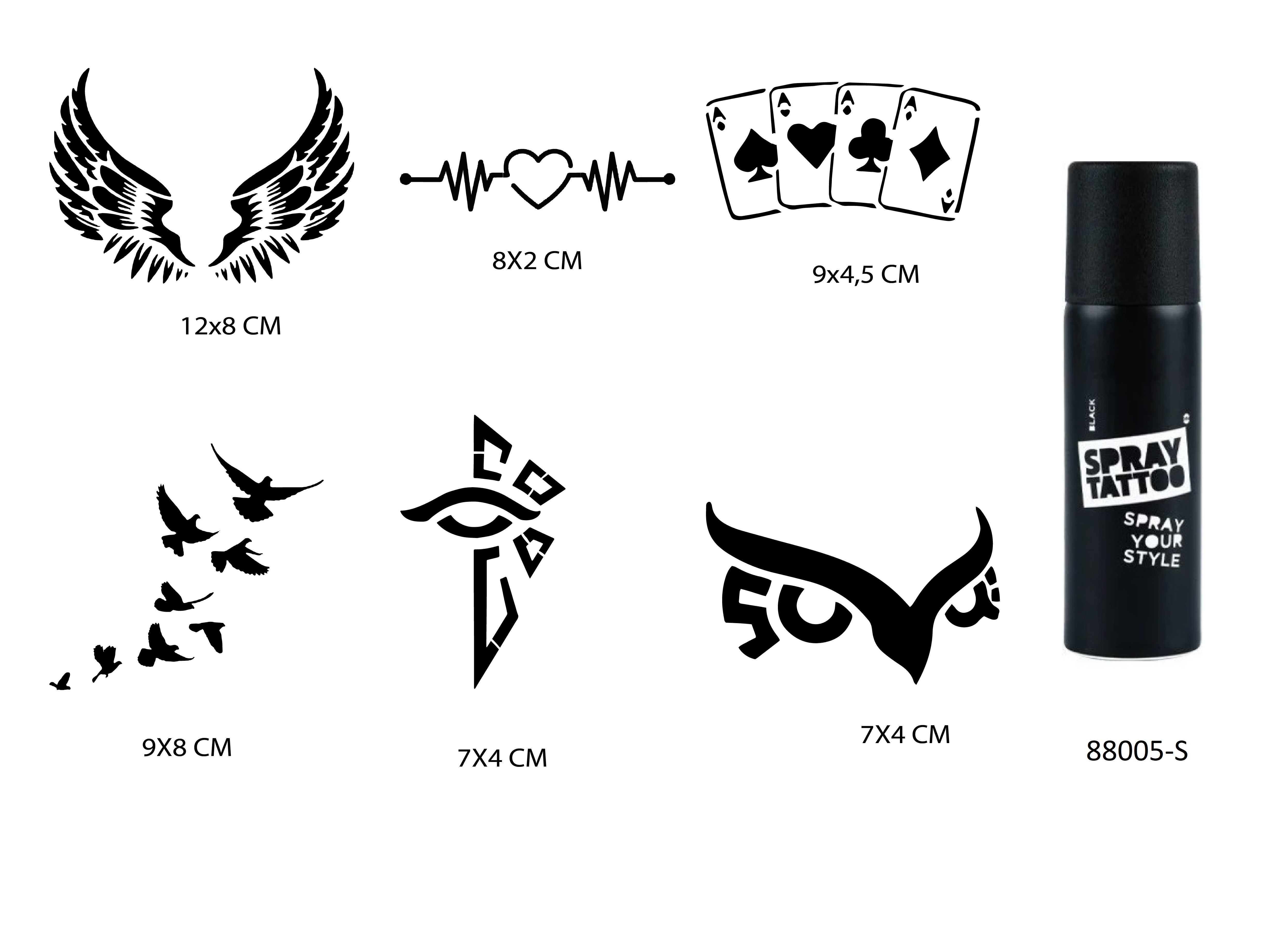 Kanat Ve İskambil Geçici Sprey Dövme Seti Spray Tatto