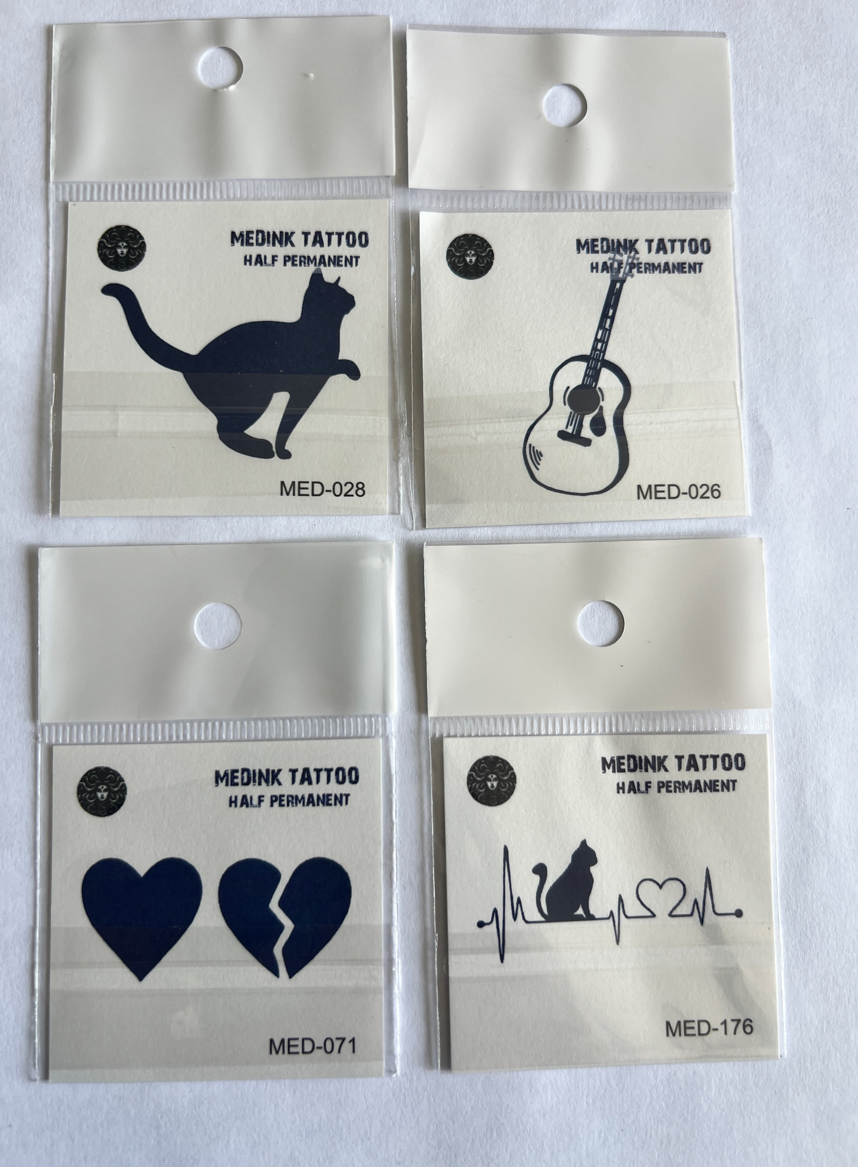 Kedi 4 Adet Birden 5 cm Minimal 3 Hafta Kalıcı Geçici Dövme Seti