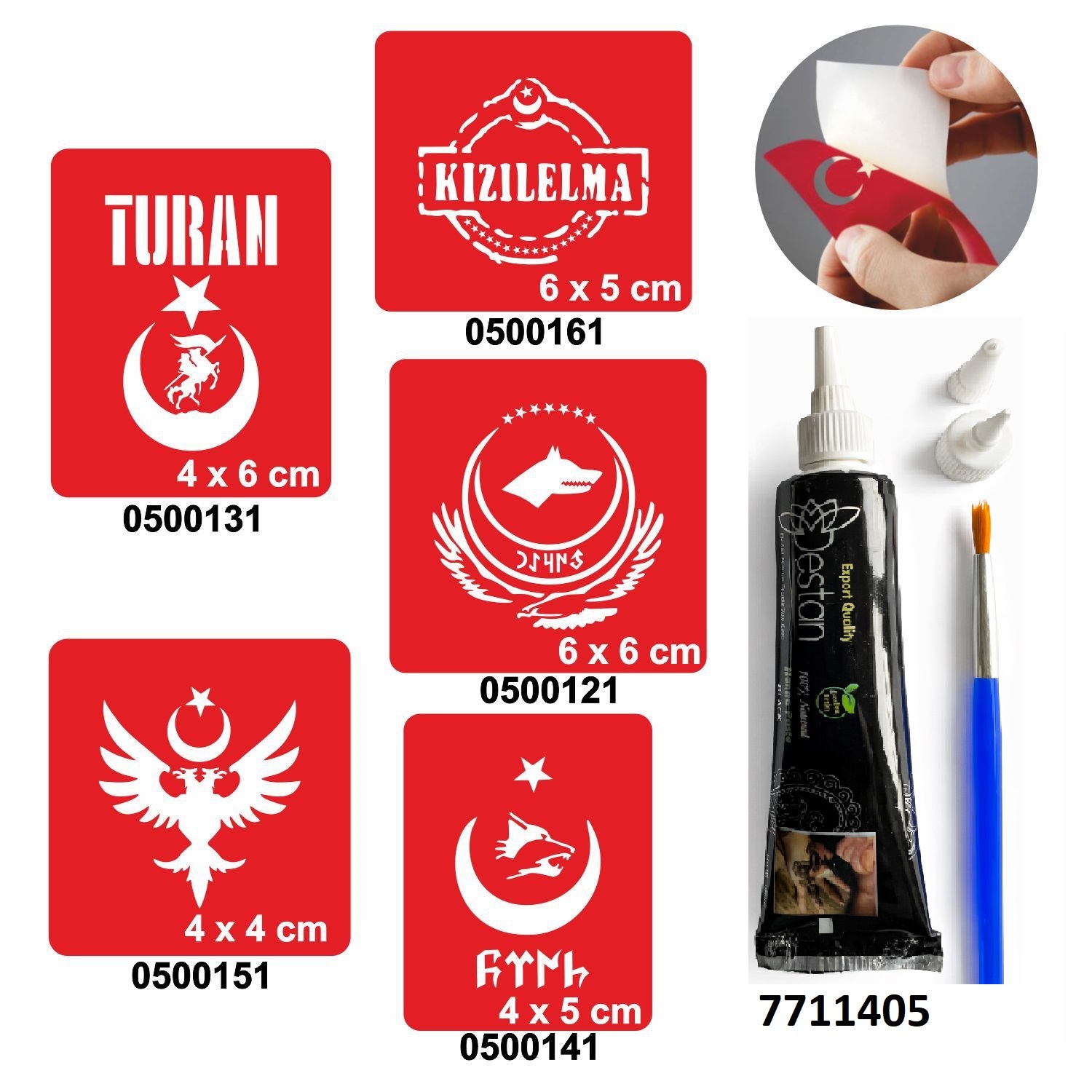 Türkçülük Sembolleri  Hint Kınası ile Geçici Dövme Yapma Seti