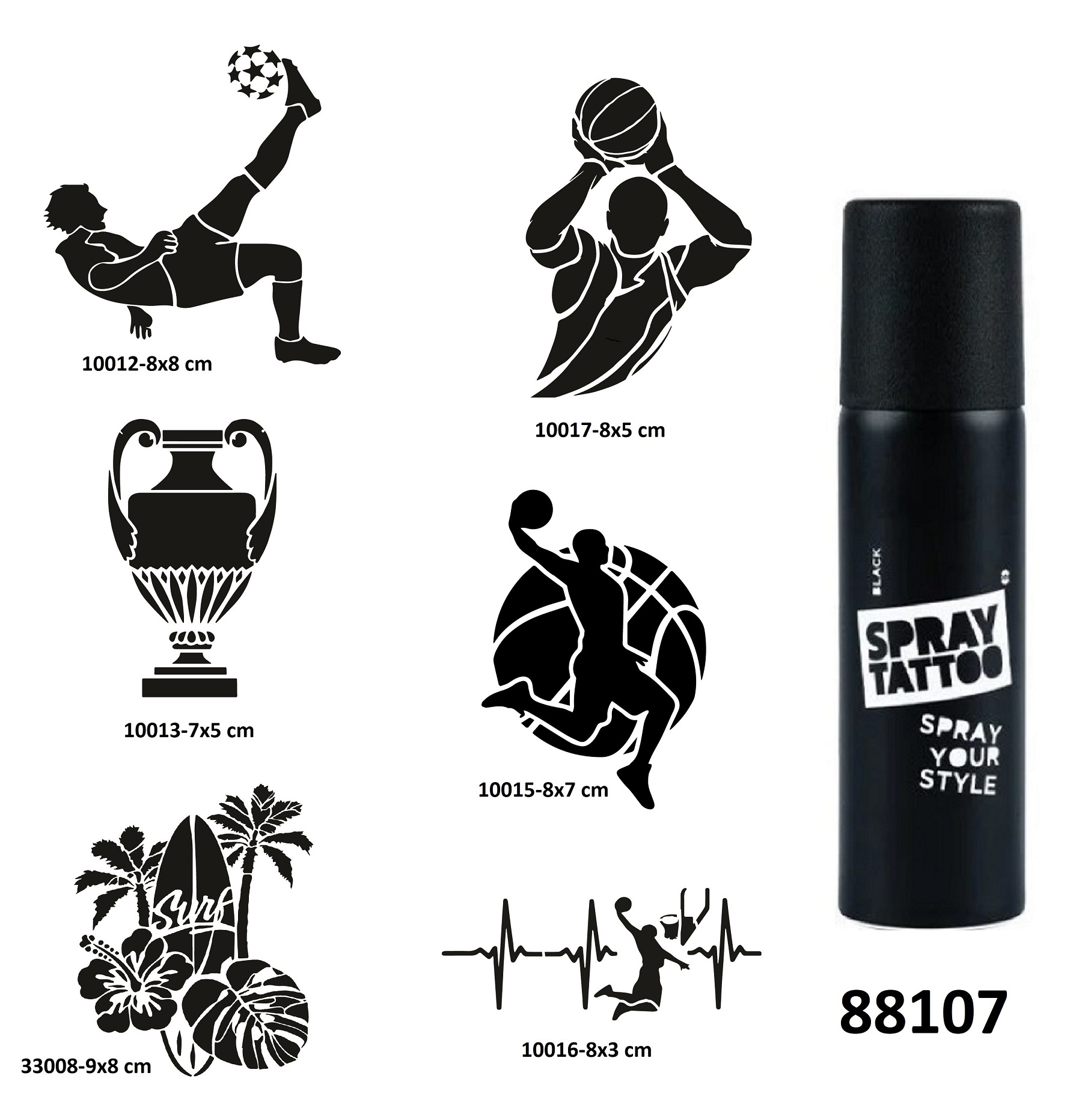 Sporcu Modelleri Spray Tattoo Geçici Dövme Seti Dark Sprey Dövme Kiti