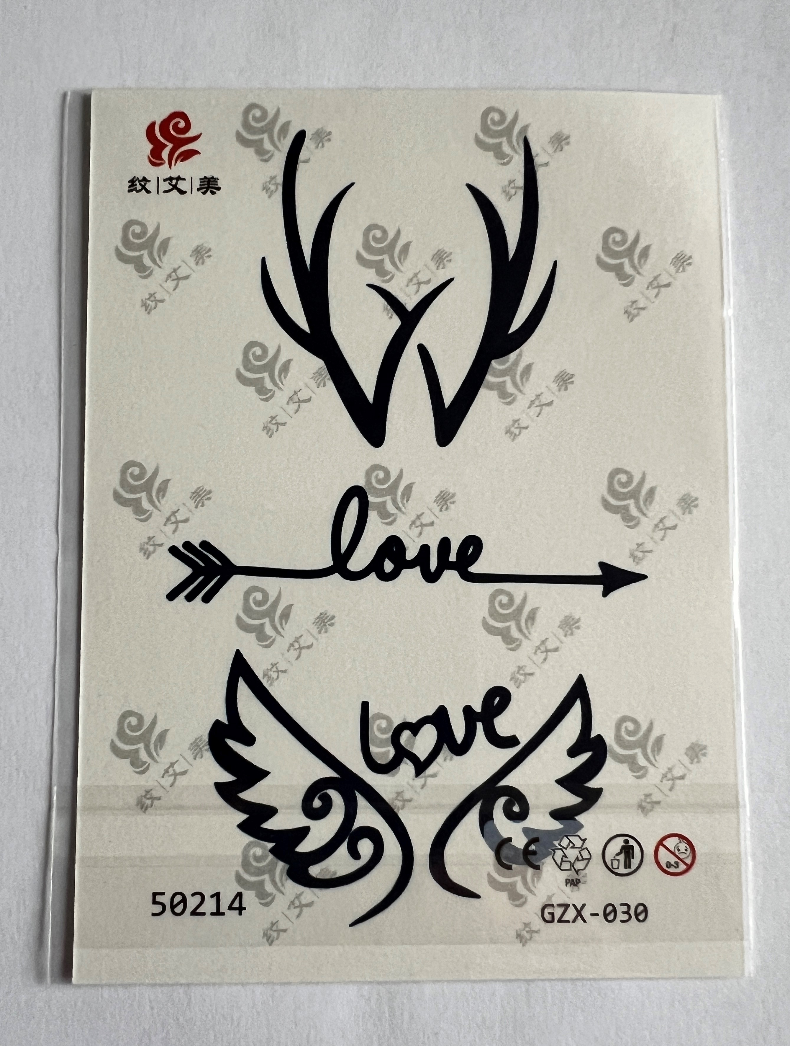 Aşk Kanat Yarı Kalıcı Geçici Dövme Sonradan Kararan 1 Aylık Dövme 11x8 cm