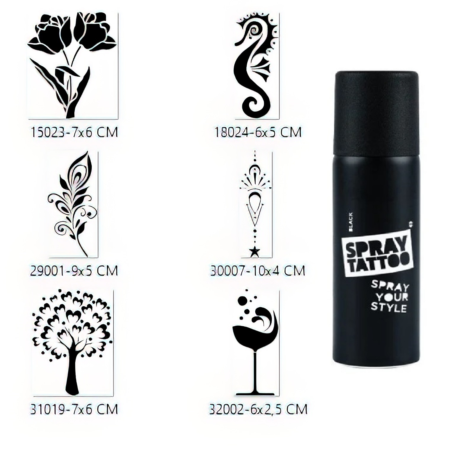 Ağaç Ve Çiçek Sprey Dövme Seti Spray Tatto