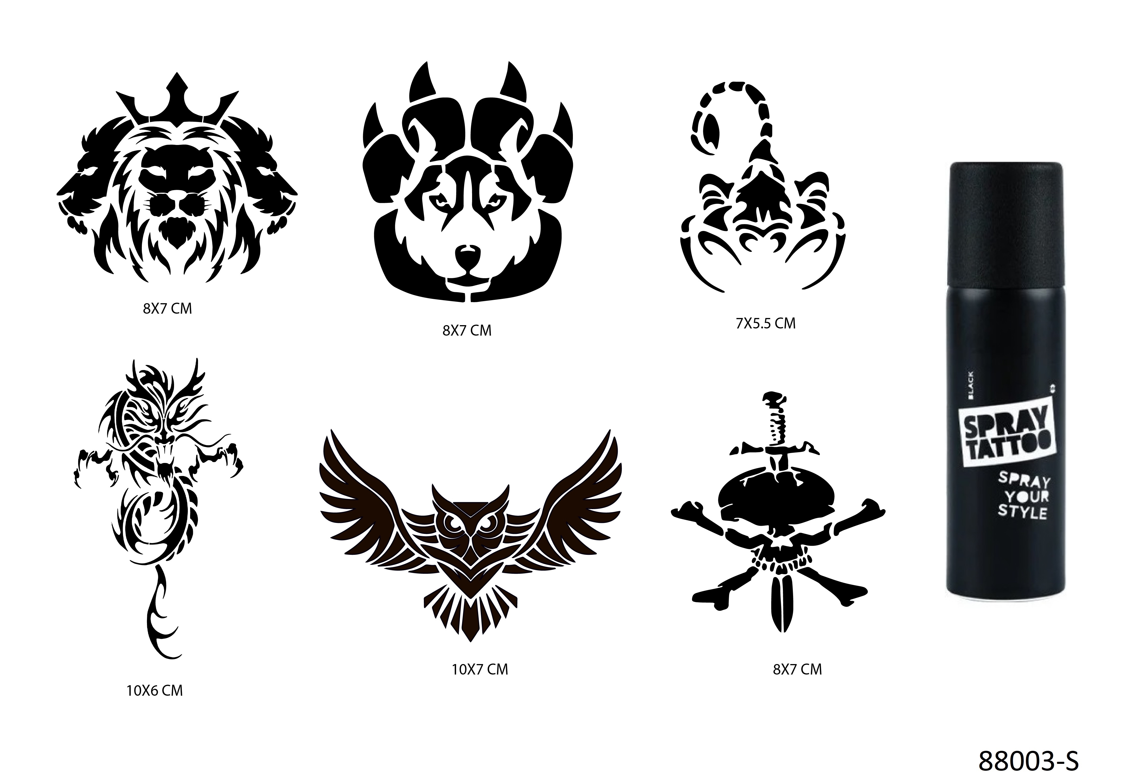 Aslan Ve Ejderha Geçici Sprey Dövme Seti Spray Tatto