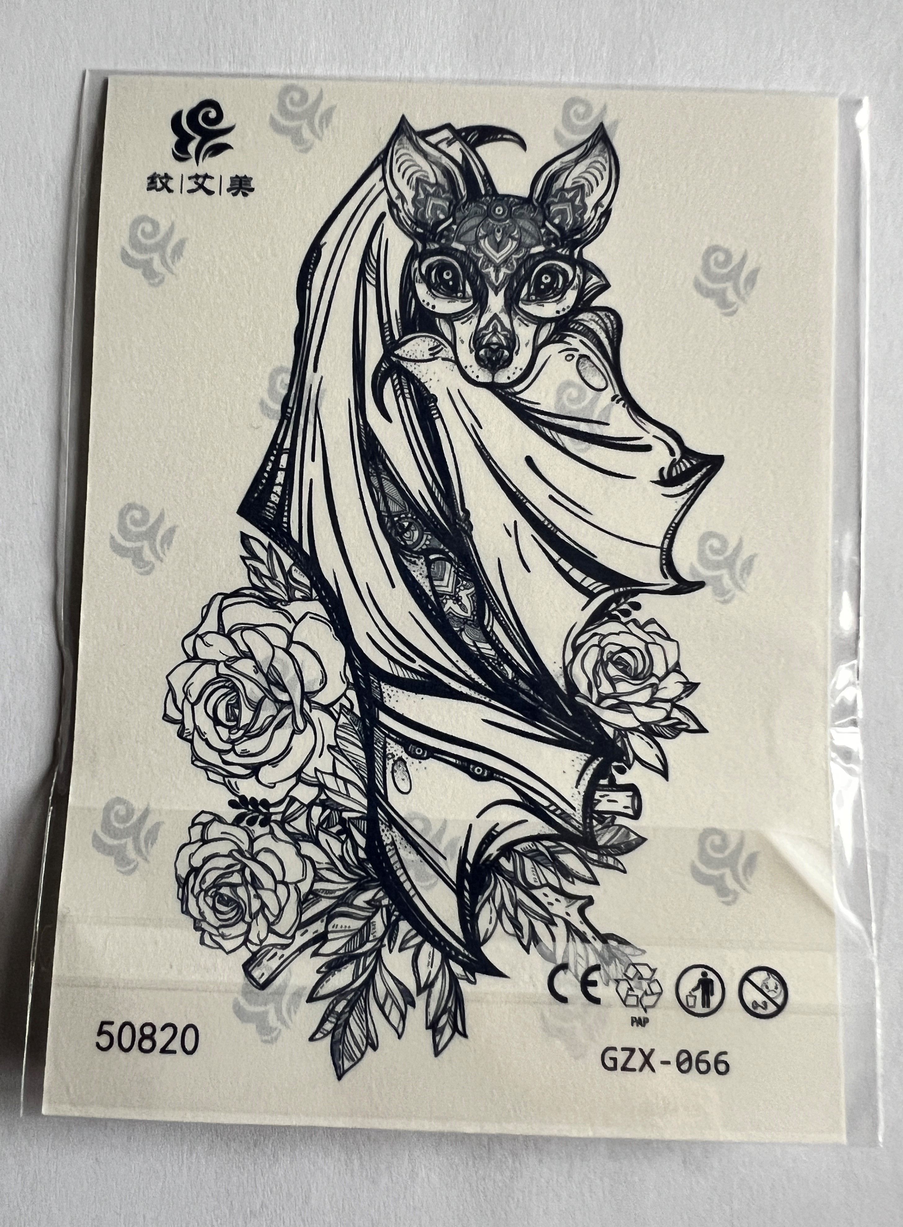 Yarasa Yarı Kalıcı Geçici Dövme Sonradan Kararan 1 Aylık Dövme 11x8 cm
