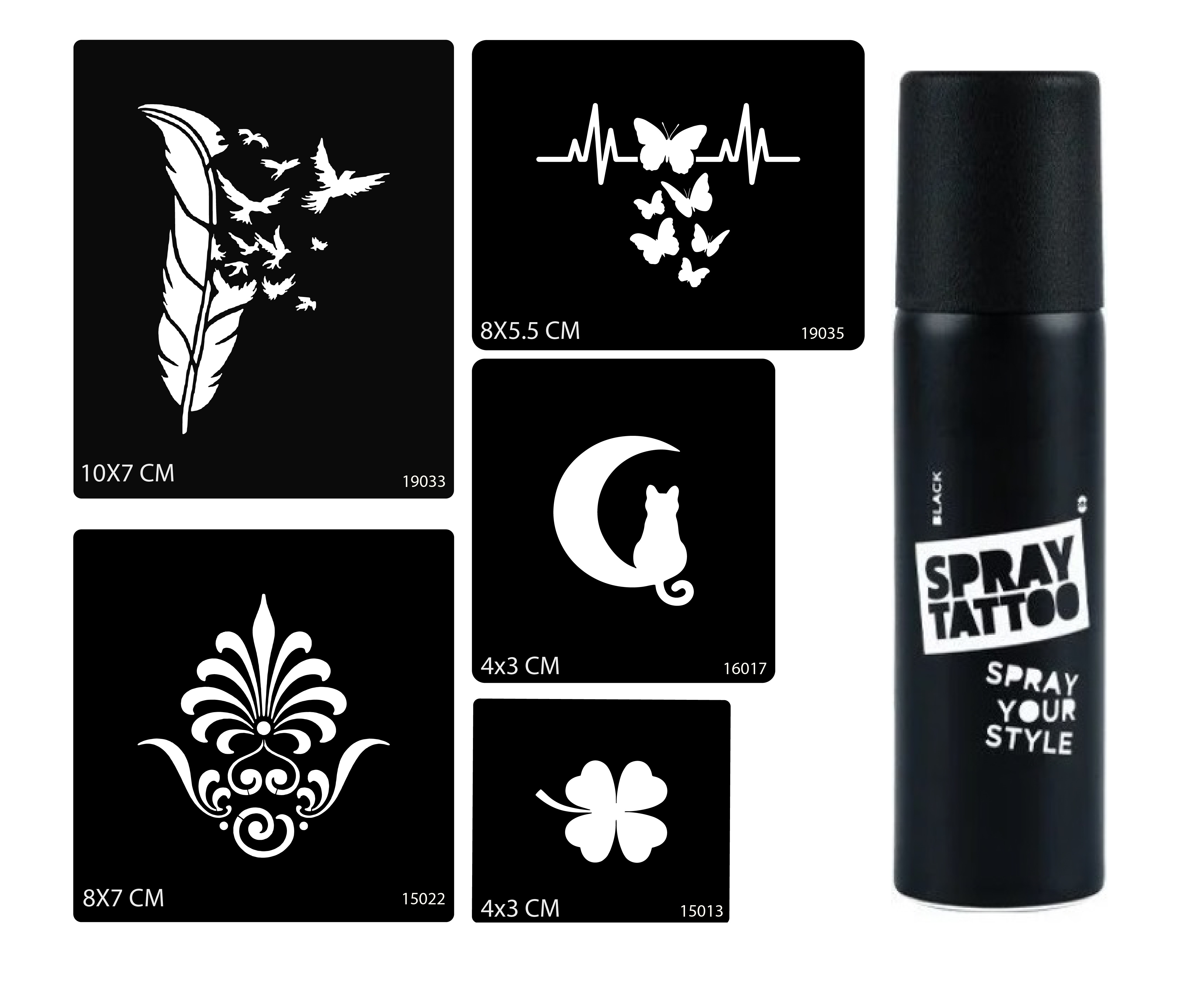 Tüy ve Kelebekler Geçici Sprey Dövme Seti Spray Tatto