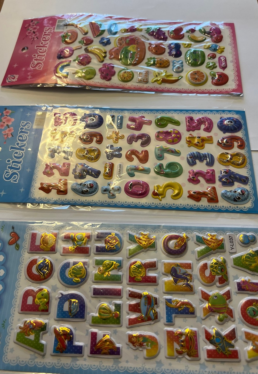 Eğitici Çocuk Sticker Etiket Oyunu 3 Kartela Birden Alfabe Rakam Ve Meyveler