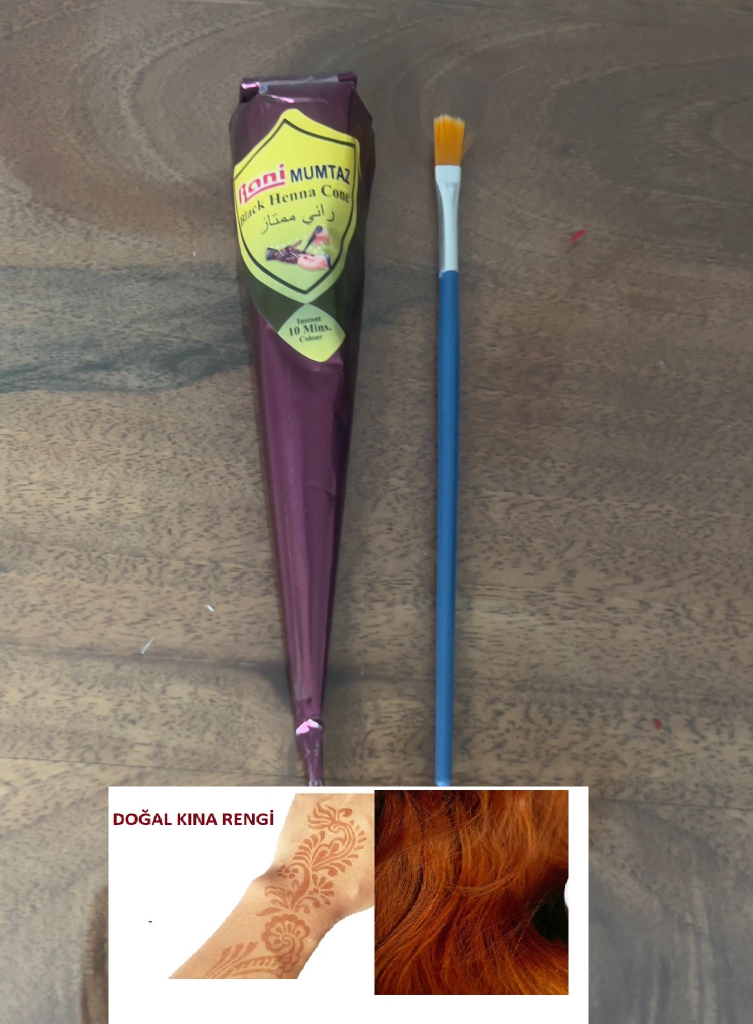 Doğal Kına Rengi Jumbo boy 50 Gram 1 Koni Kına ve Fırça