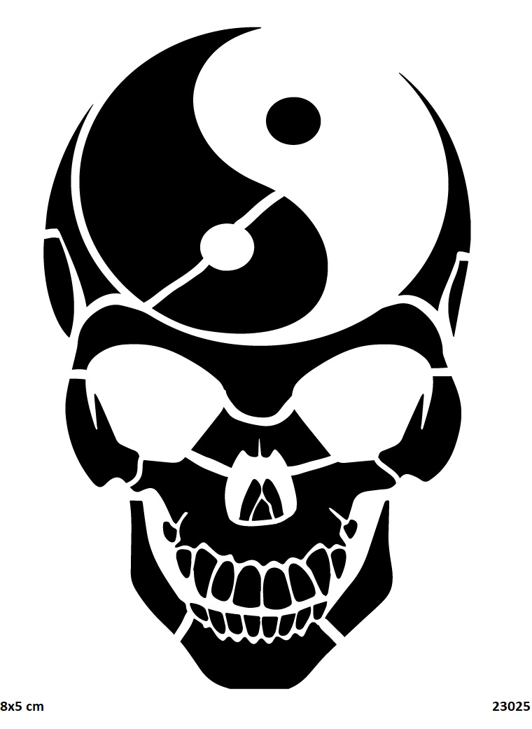 İskelet Ve Ying Yang Geçici Dövme Şablonu