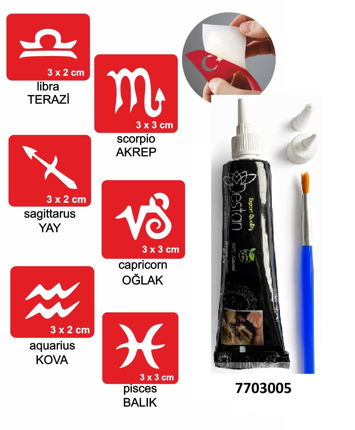 Burç Sembolleri Hint Kınası ile Geçici Dövme Yapma Seti