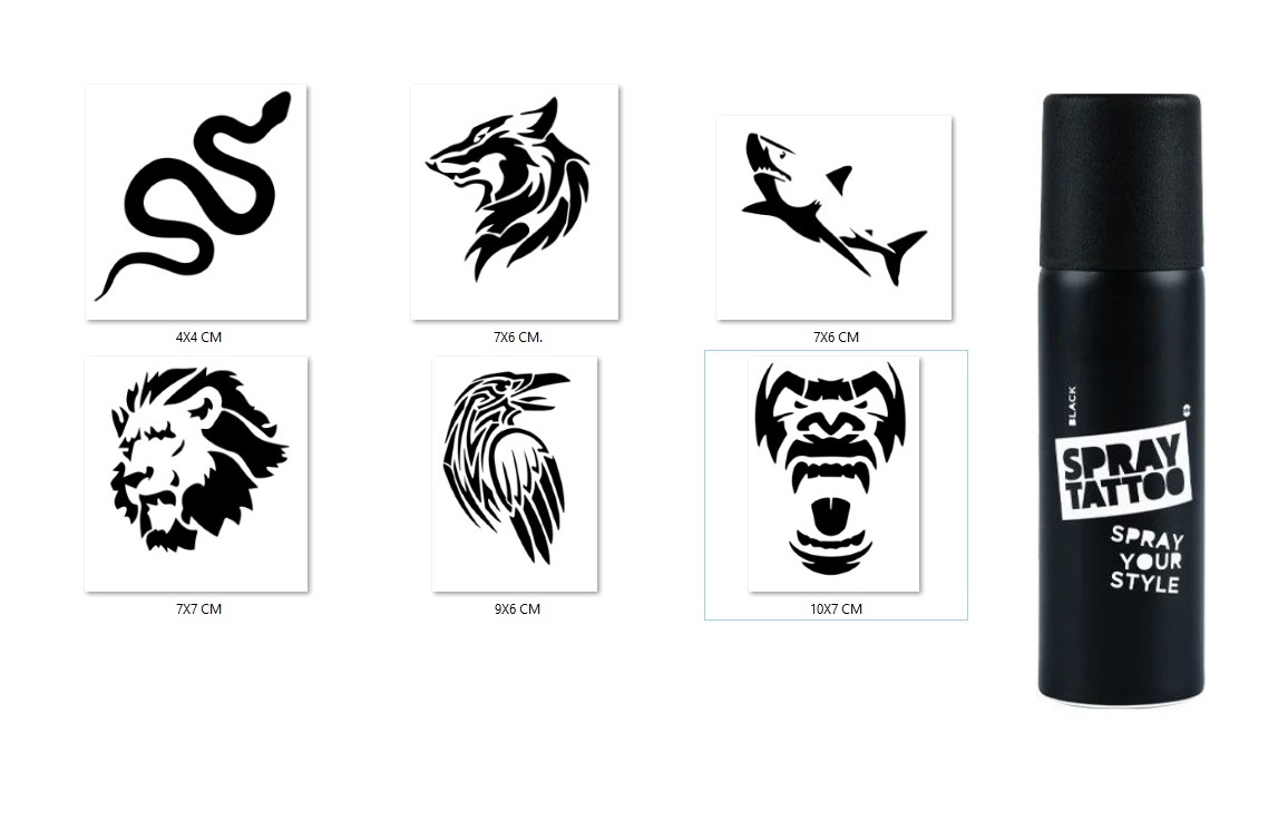 Aslan Ve Yılan Geçici Sprey Dövme Seti Spray Tatto