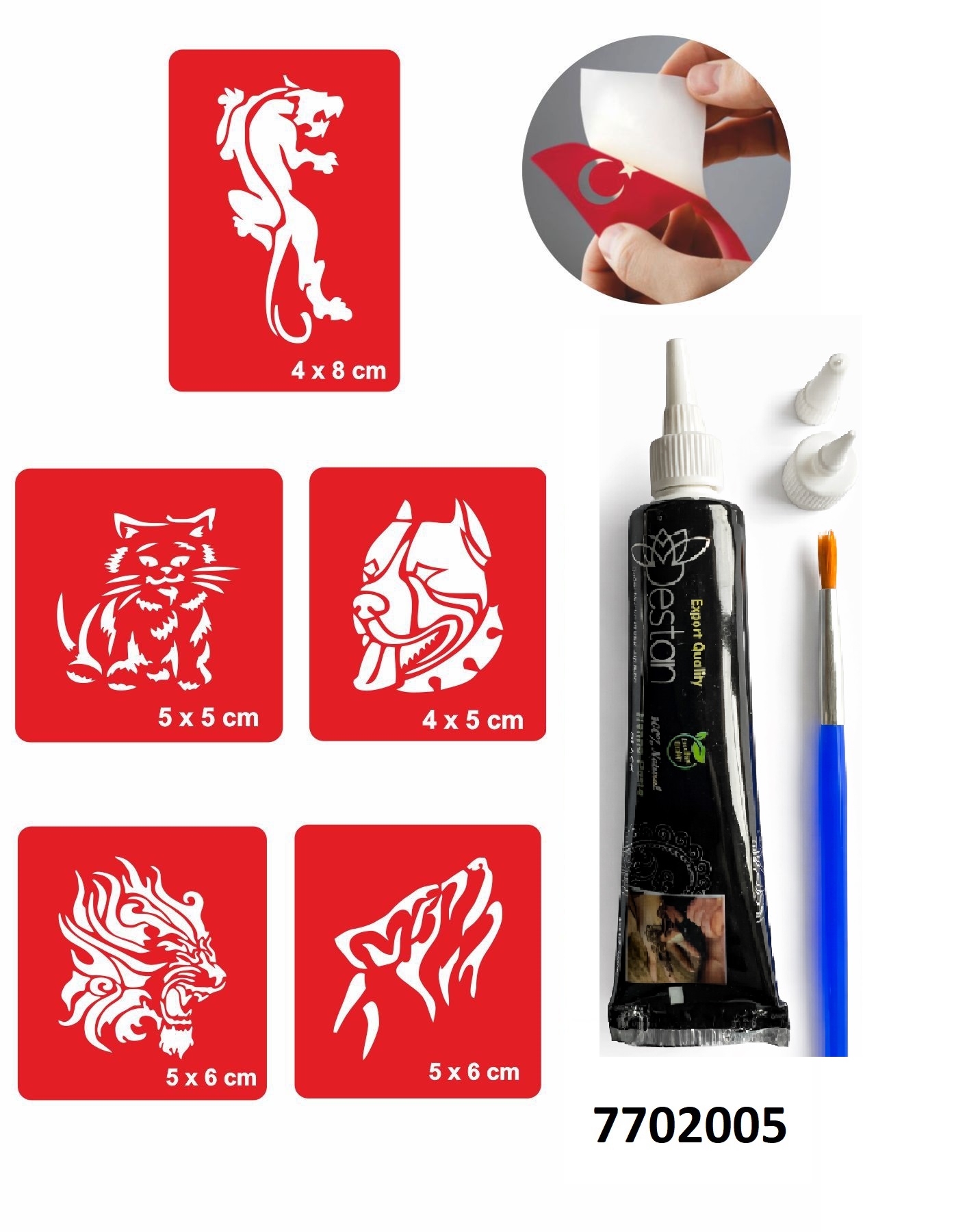 Vahşi Desenler Hint Kınası ile Geçici Dövme Yapma Seti