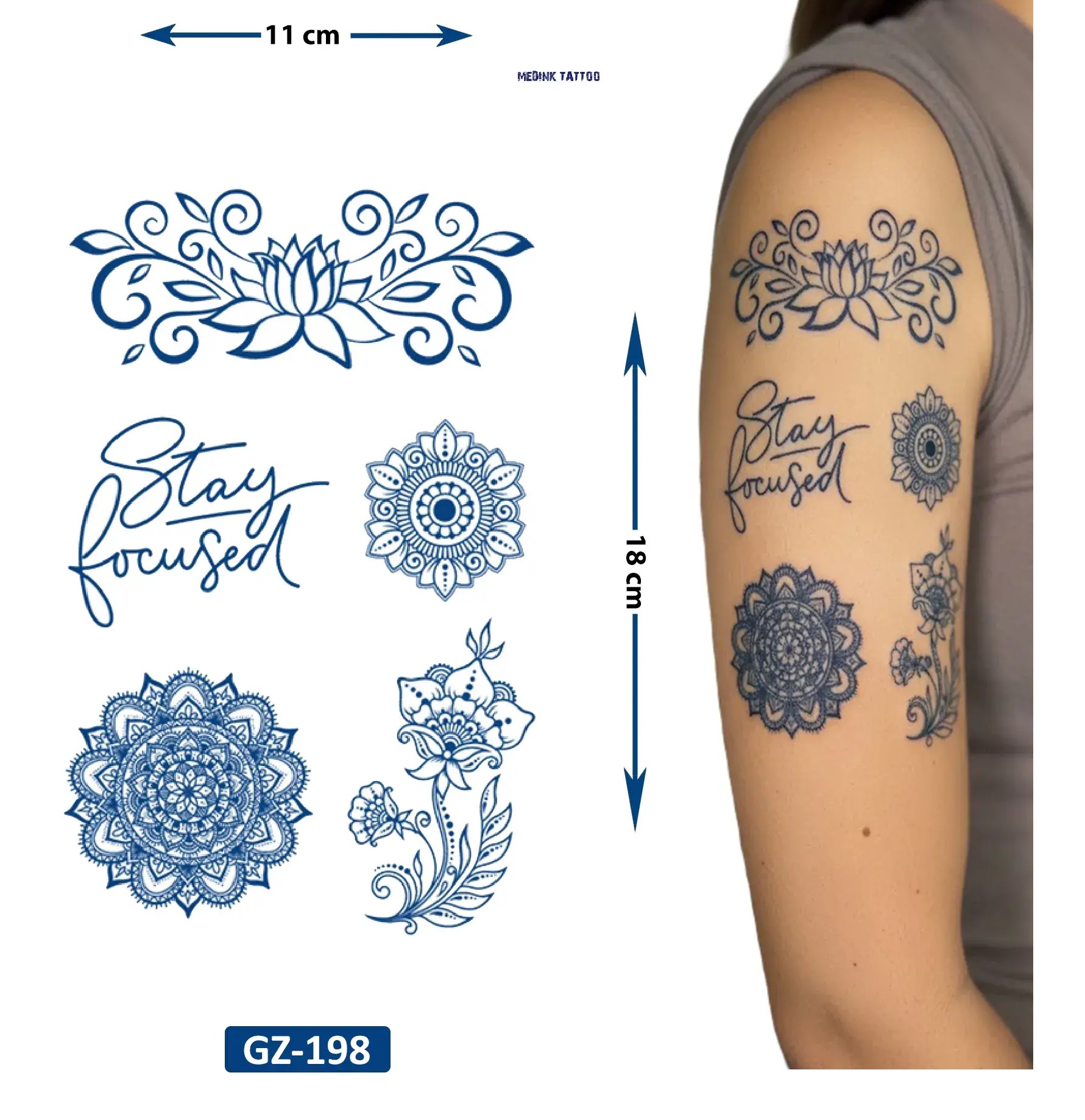 Mandala 1 Ay kalıcı Geçici Dövme Yapıştırma Dövme