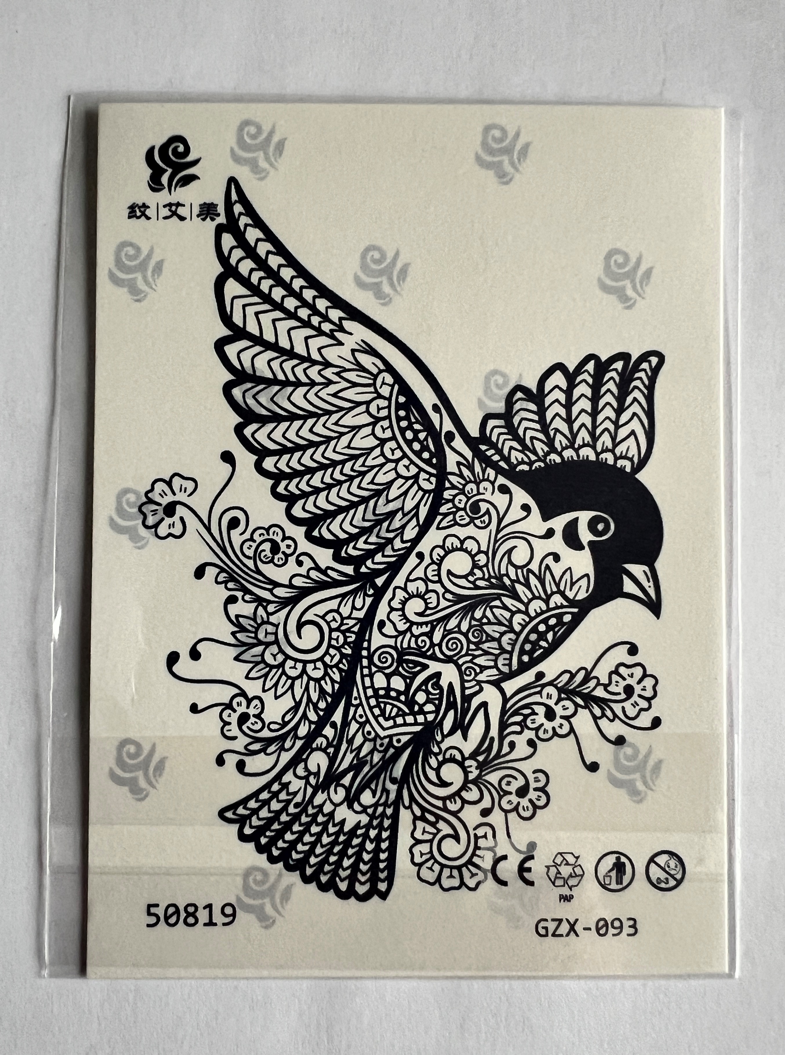 Kuş Yarı Kalıcı Geçici Dövme Sonradan Kararan 1 Aylık Dövme 11x8 cm