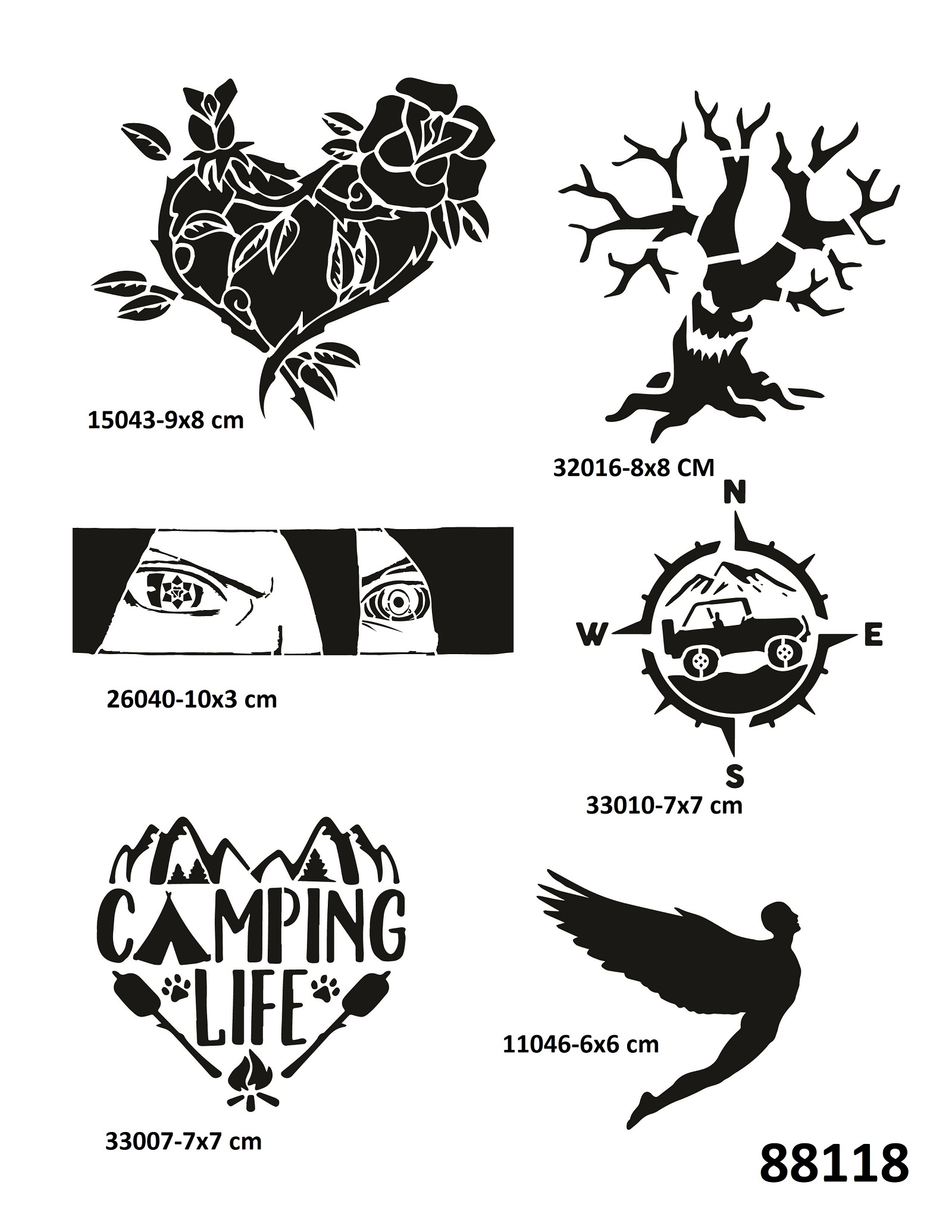 Kampçı Modeller 6 Adet Geçici Dövme Şablonu Tattoo Stencil Modelleri