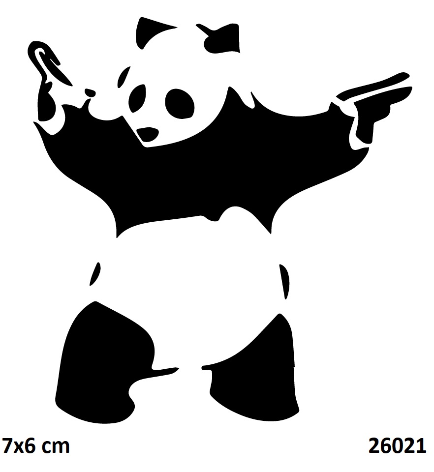 Silahşör Panda Geçici Dövme Şablonu