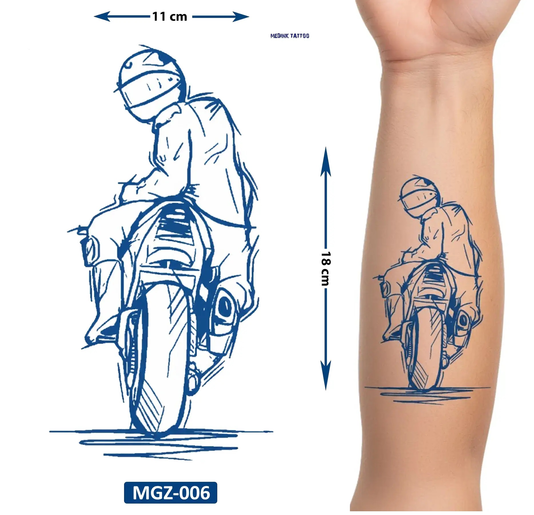 Motorcu 1 Ay Kalıcı Geçici Dövme Yapıştırma Dövme