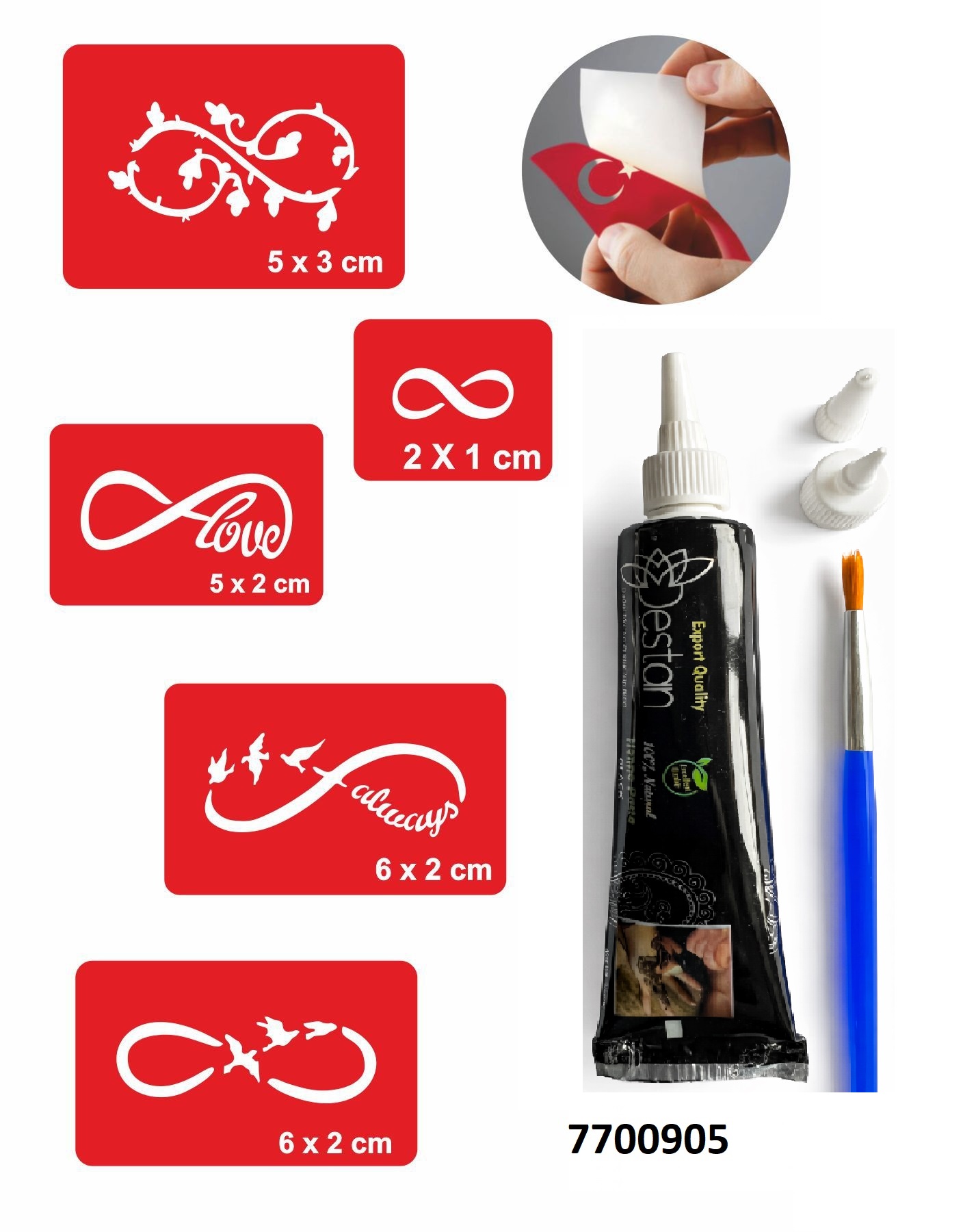 Sonsuzluk Desenleri Hint Kınası ile Geçici Dövme Yapma Seti