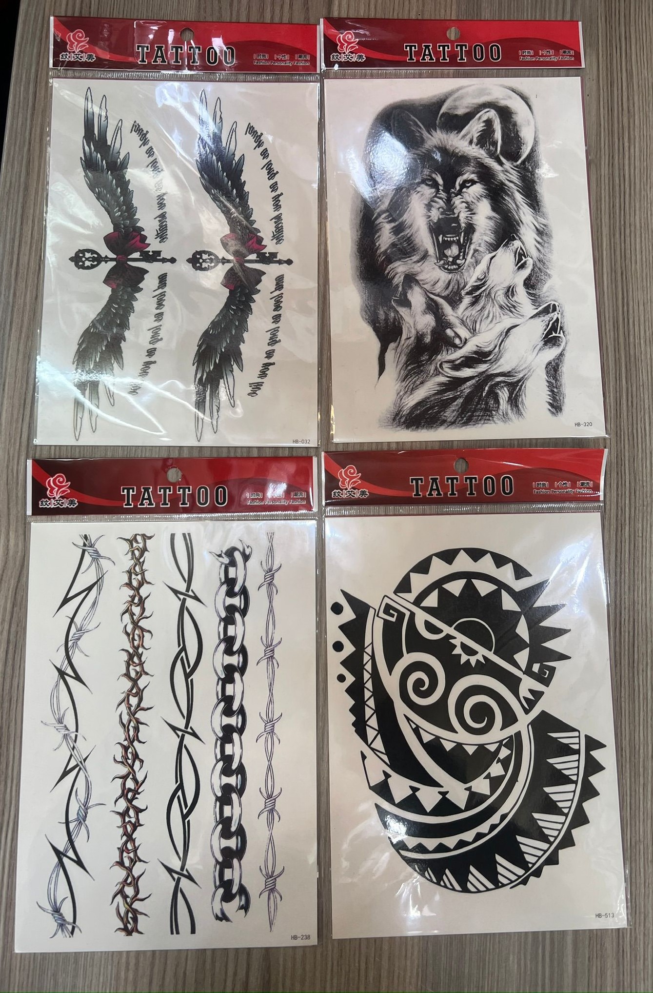 Diken Kanat Büyük Boy Yapıştırma Dövme Geçici Dövme Seti 4 Adet Birden