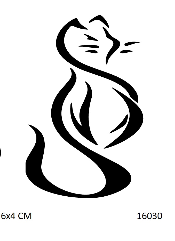 Kıvrımlı Kedi Geçici Dövme Şablonu