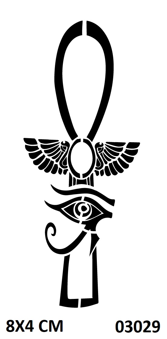 Horus Gözleri ve Kanat Dövmesi Geçici Dövme Şablonu
