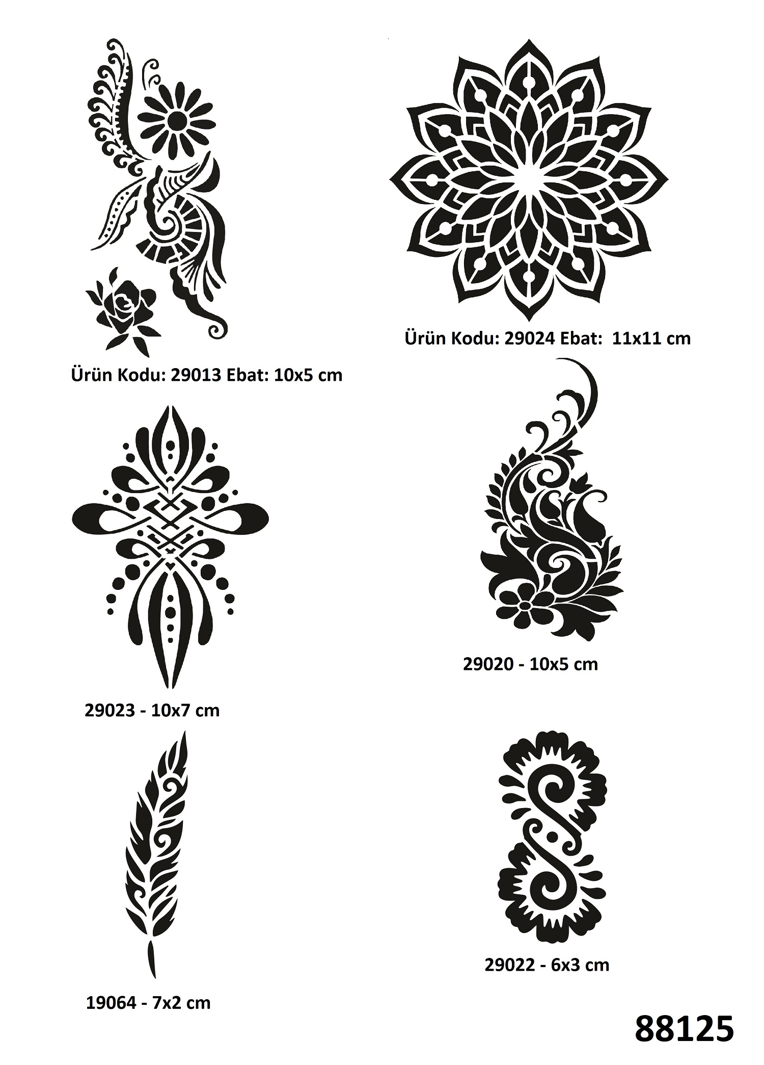 Kadın Mandala ve kına desenleri Geçici Dövme Şablonu Seti