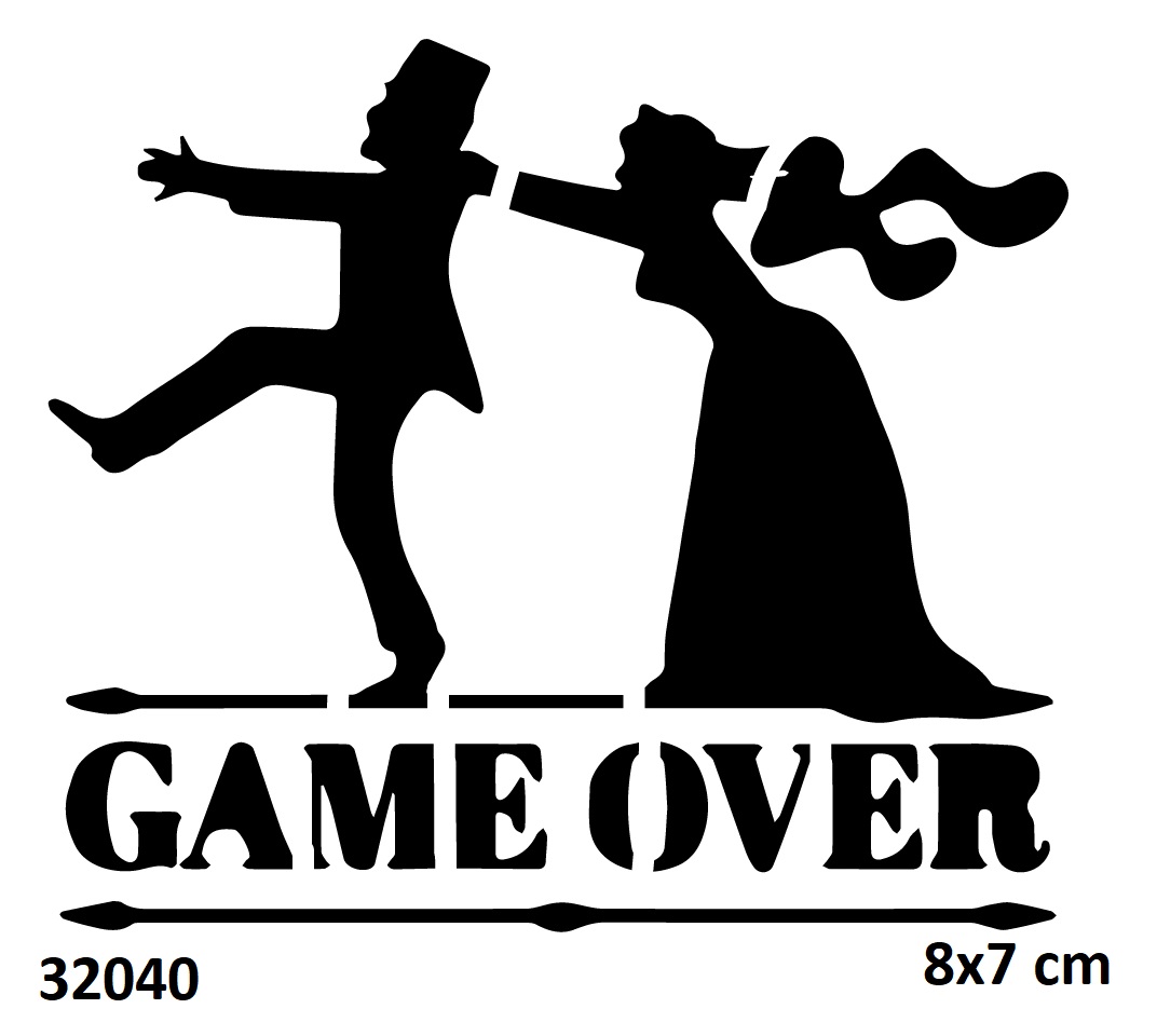 Oyun Bitti Evlilik Geçici Dövme Şablonu Stencil Kalıp