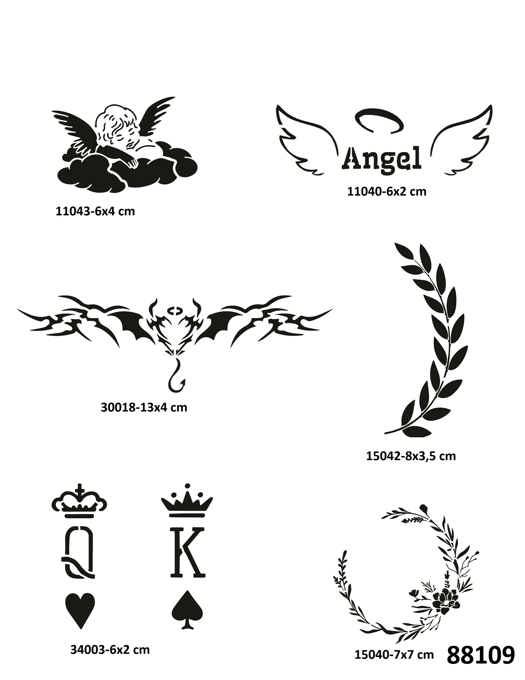 Melek Çiçek 6 Adet Geçici Dövme Şablonu Tattoo Stencil Modelleri