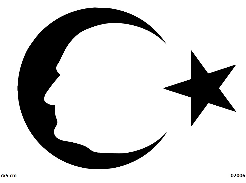 Bayrak Ve Atatürk Silüeti Geçici Dövme Şablonu