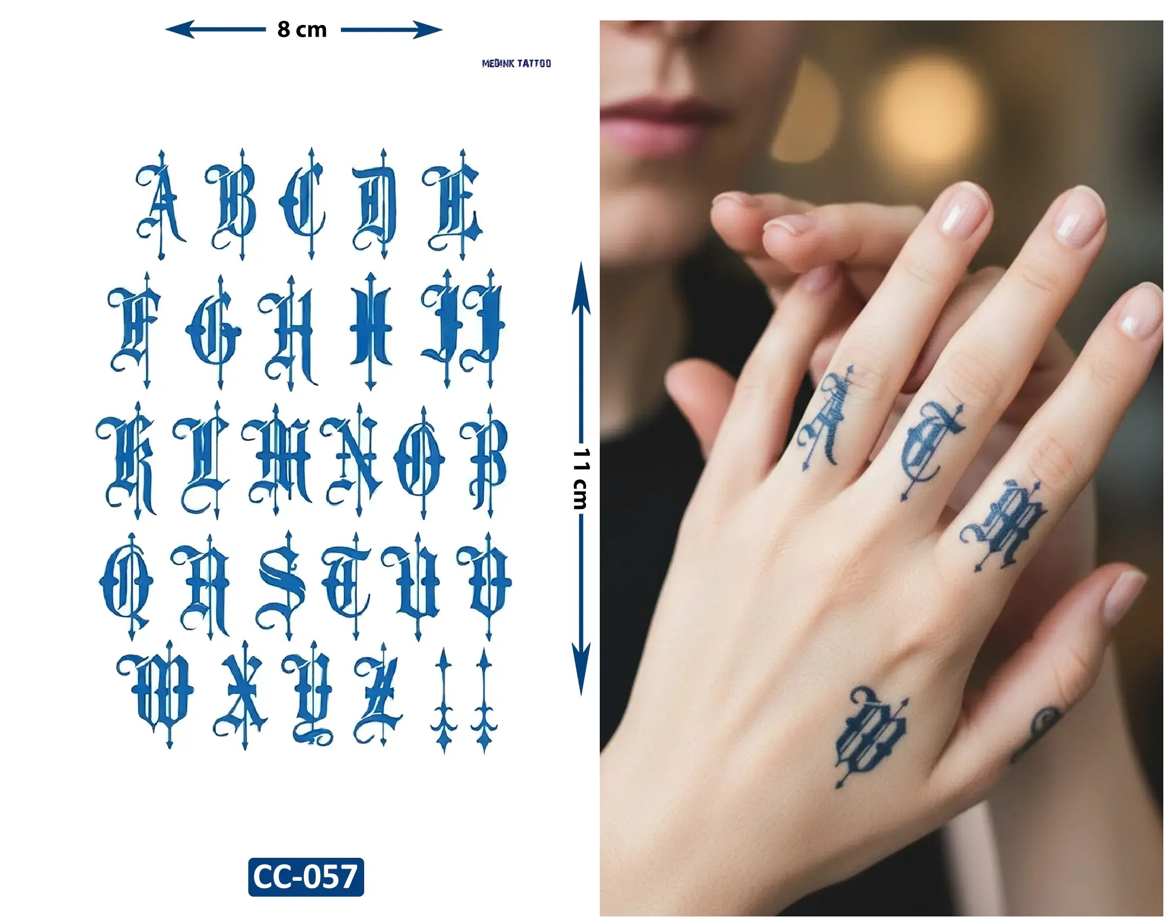 Gotik Harfler Minimal Parmak Dövmeleri Yarı Kalıcı Geçici Dövme