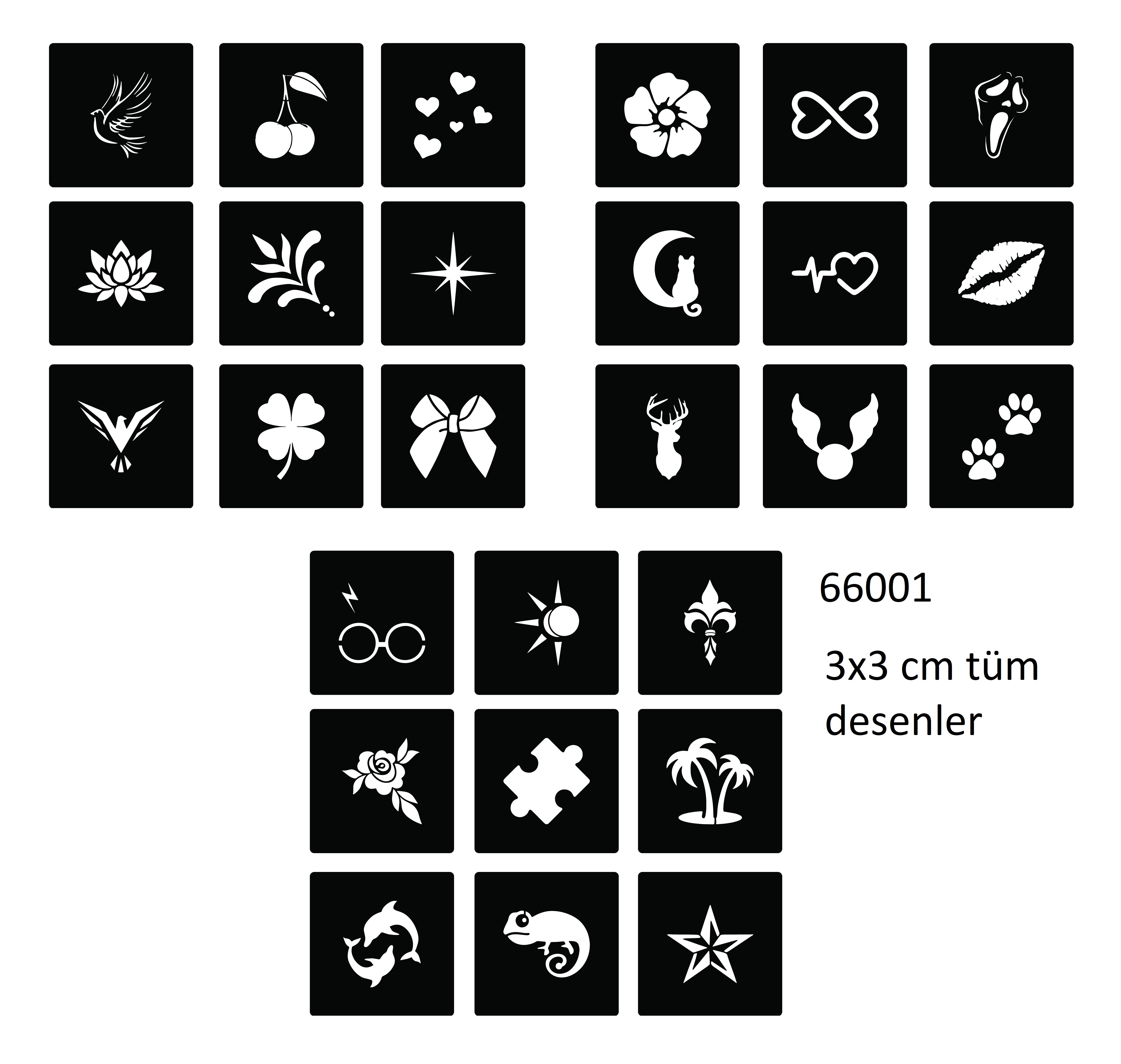 Minimal 27 Adet Kadın Deseni 3 cm Geçici Dövme Şablonu