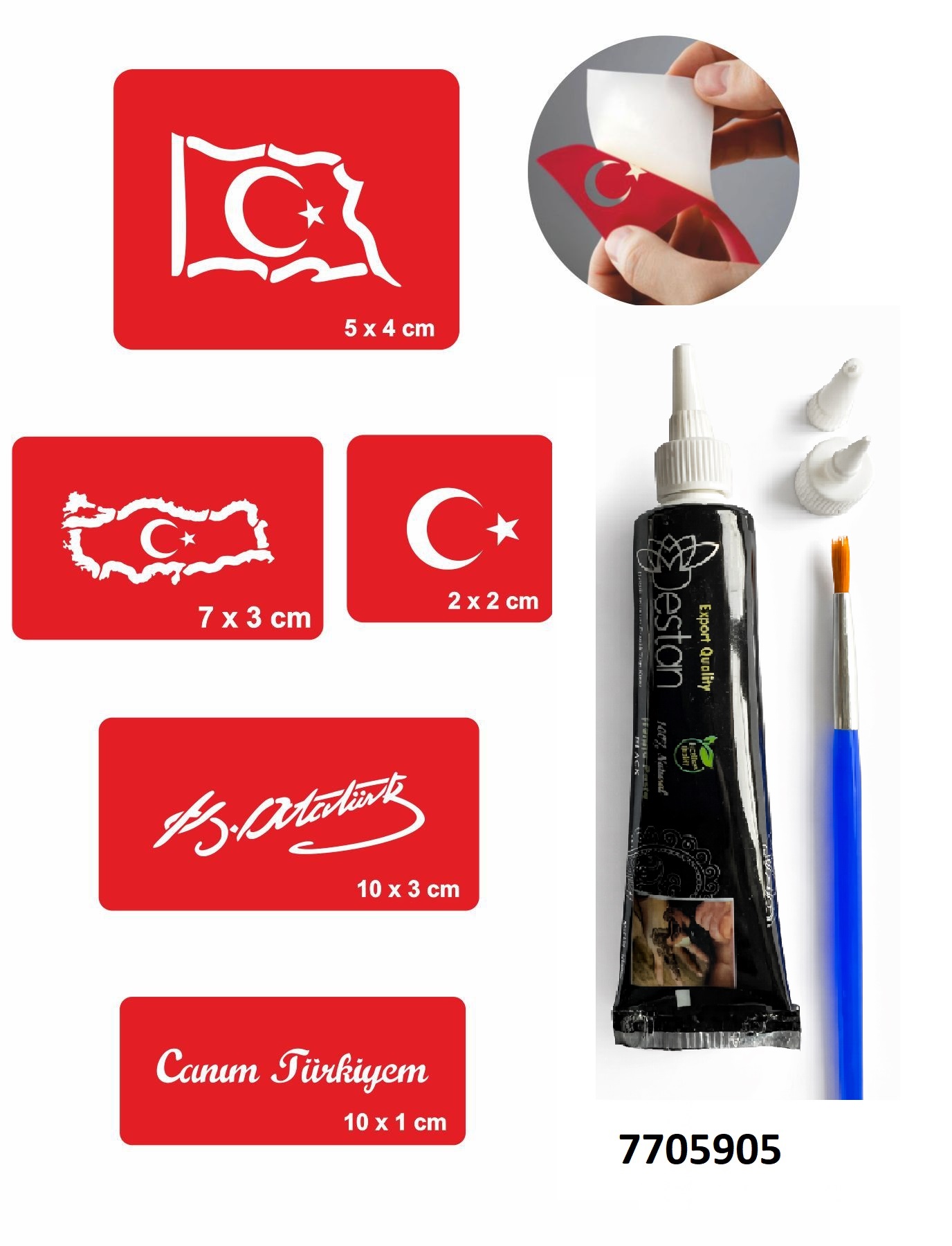 Atatürk ve Bayrak Hint Kınası ile Geçici Dövme Yapma Seti