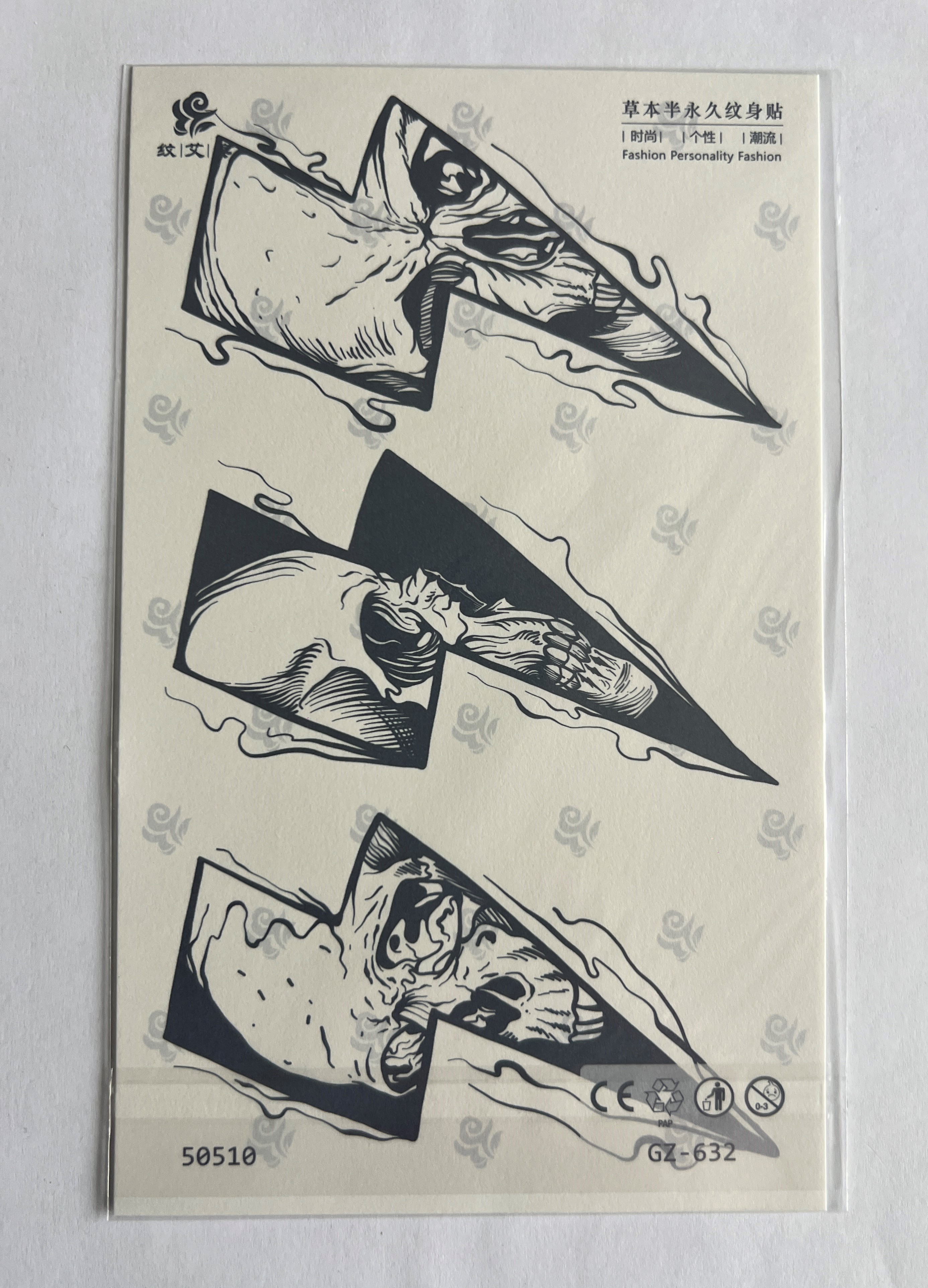 Kuru kafalar Yarım Kol Yarı Kalıcı 1 Ay Kalıcı Geçici Dövme 18x11 cm
