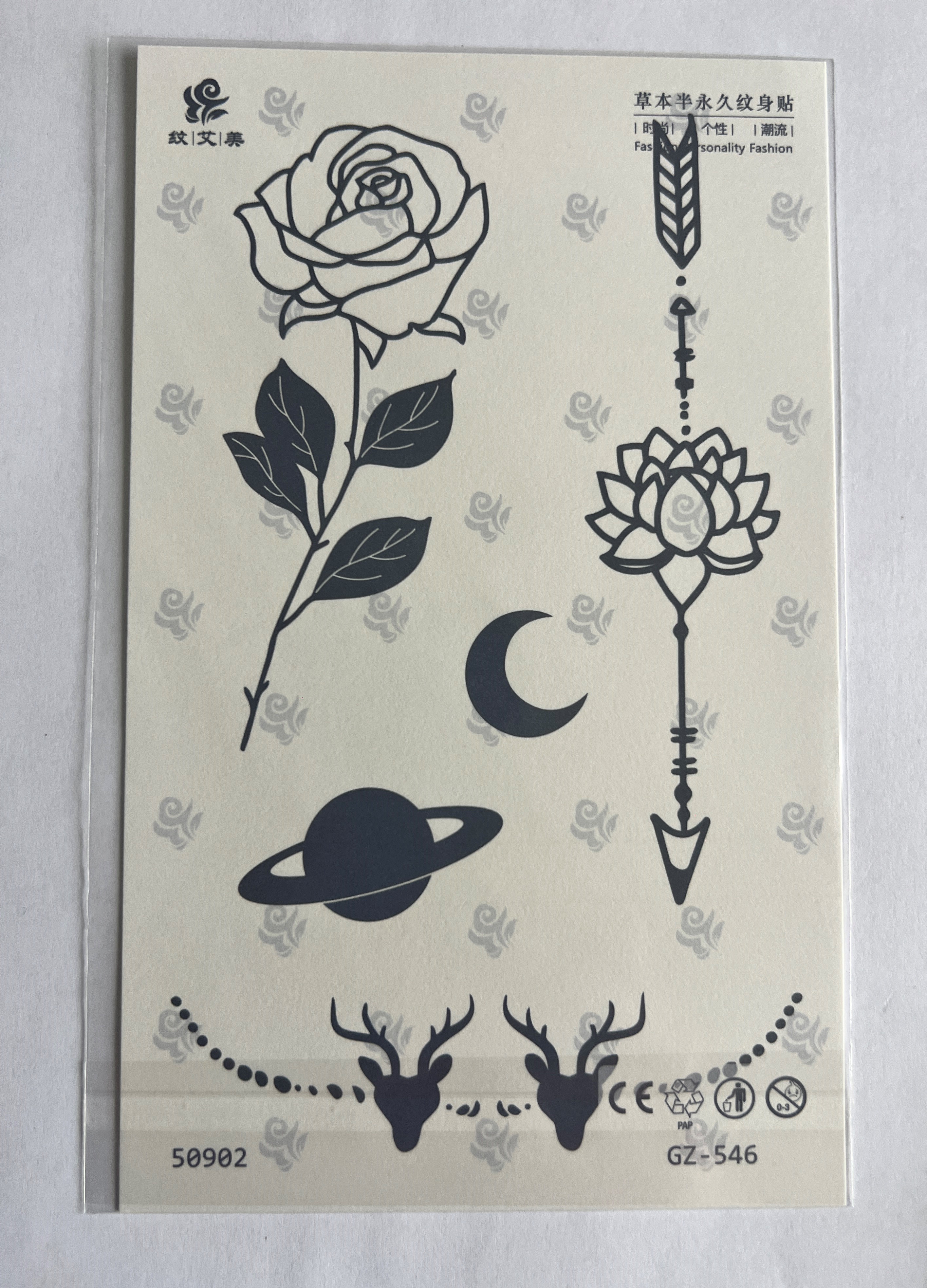 Gül Ok Yarım Kol Yarı Kalıcı 1 Ay Kalıcı Geçici Dövme 18x11 cm
