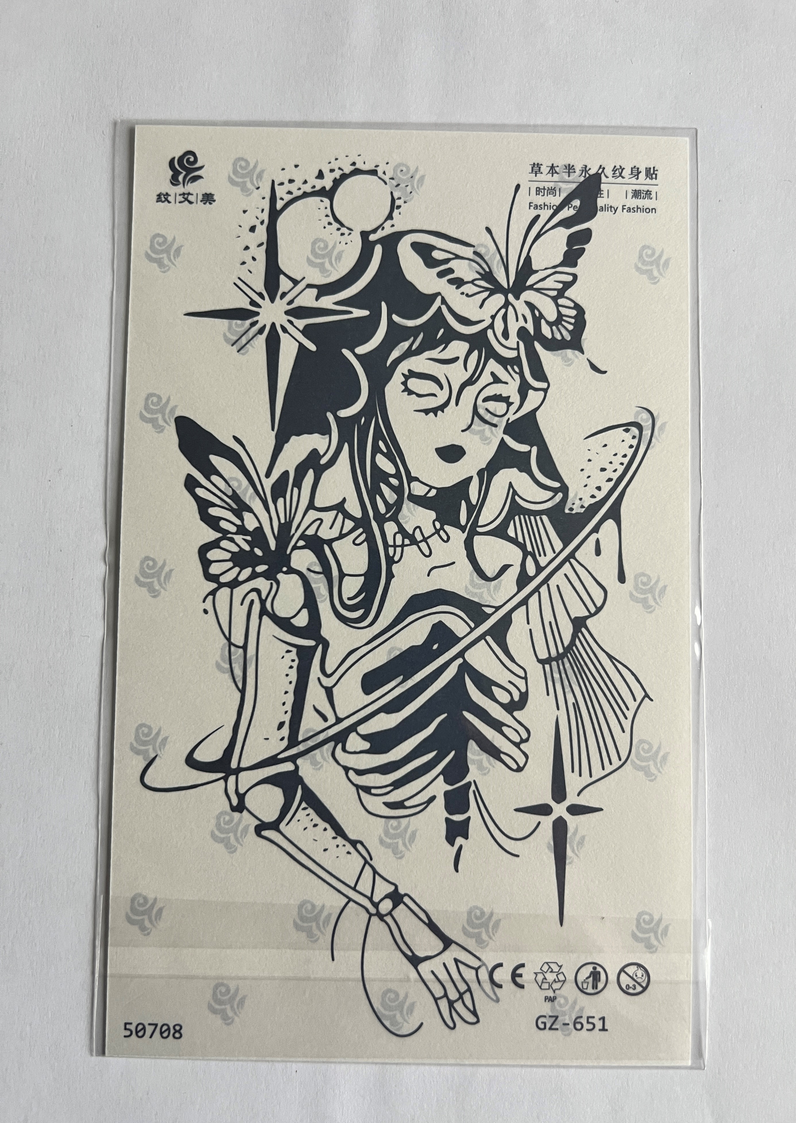Kelebek Kız Yarım Kol Yarı Kalıcı 1 Ay Kalıcı Geçici Dövme 18x11 cm