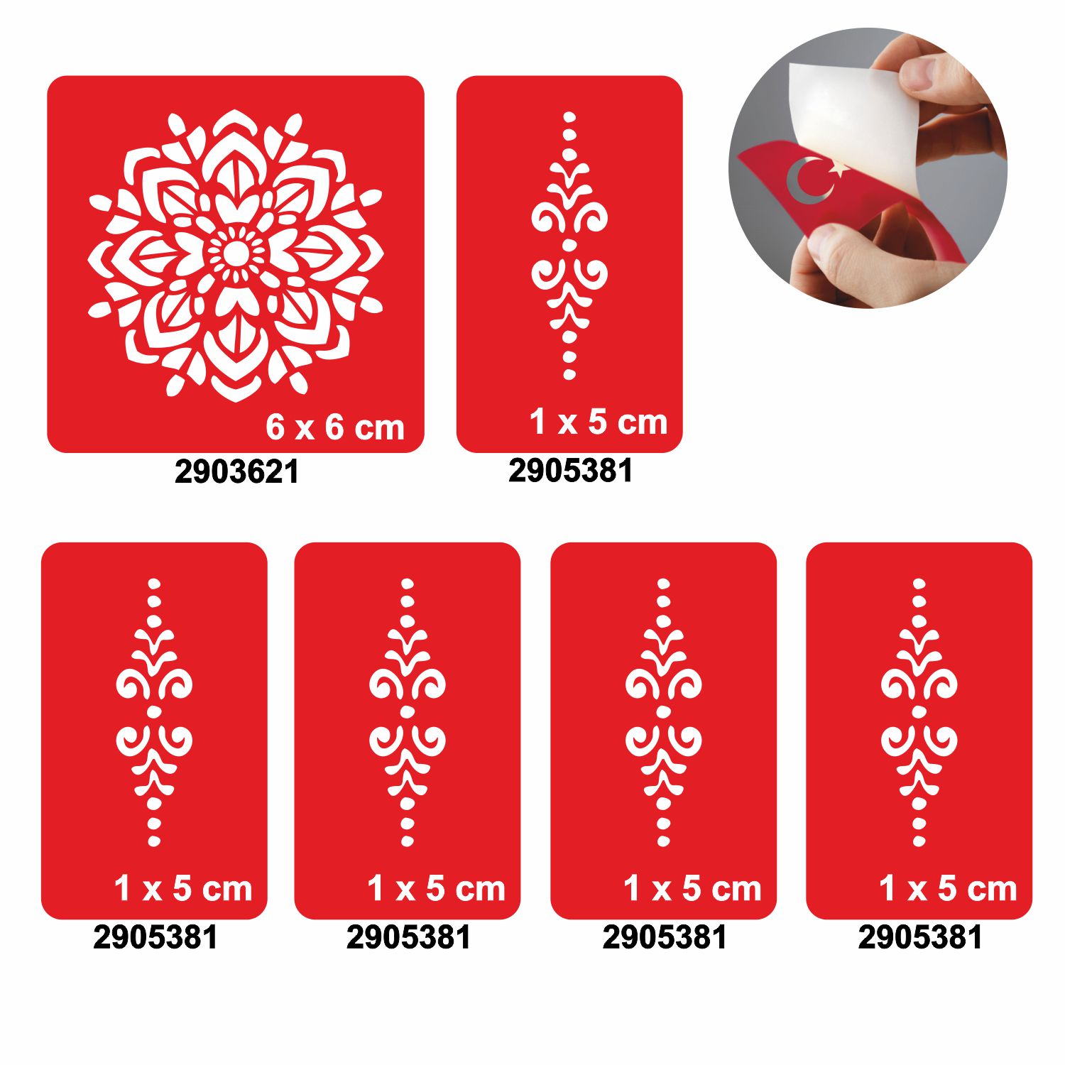 Mandala 5'li Set Geçici Dövme Kına Şablonu
